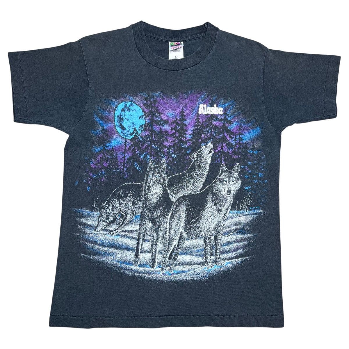 Fruit Of The Loom Vintage 1996 Alaska Wolf Pack Nature Double Sided T-Shirt Size US M / EU 48-50 / 2 - 1 Thumbnail
