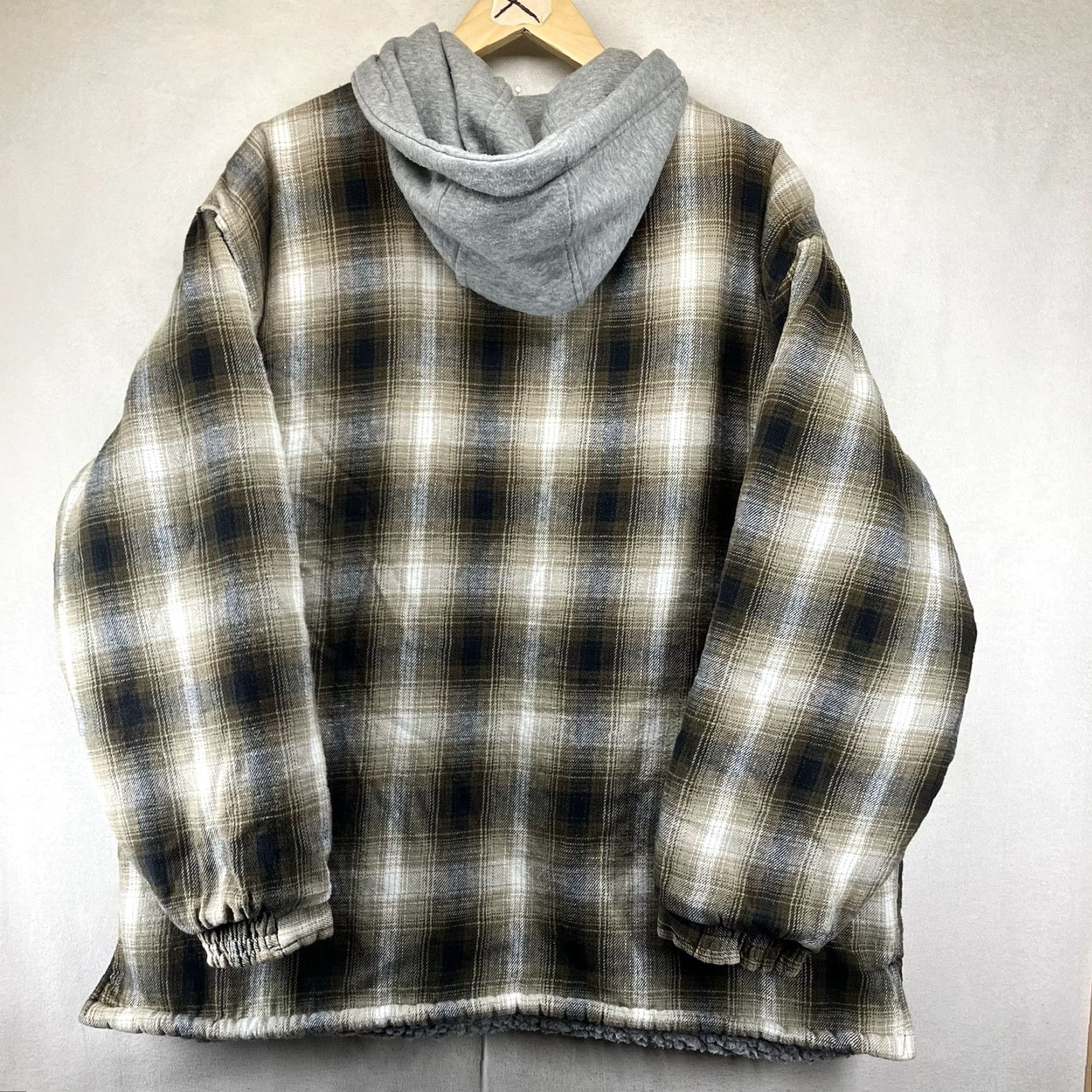 Basic Editions Vintage Basic Editions Mens 90s Hoodie XL Sherpa Lined Full Zip Brown Plaid Streetwear Snap Pocket y2k Size US XL / EU 56 / 4 - 2 Thumbnail