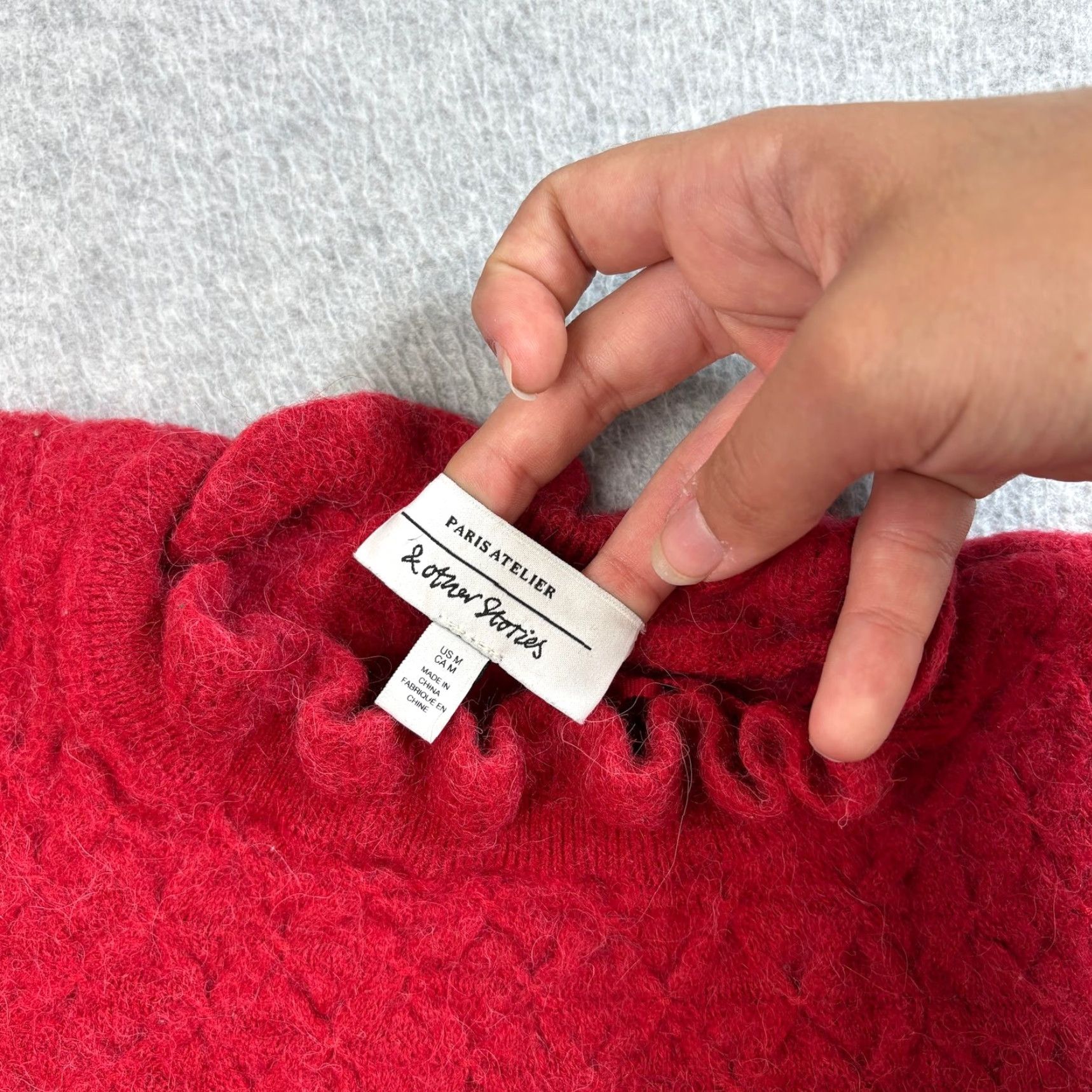 & Other Stories & Other Stories Sweater Womens Medium Red Paris Atelier Wool Alpaca Knit Ruffle Collar Pullover Coquette Office Size M / US 6-8 / IT 42-44 - 5 Thumbnail