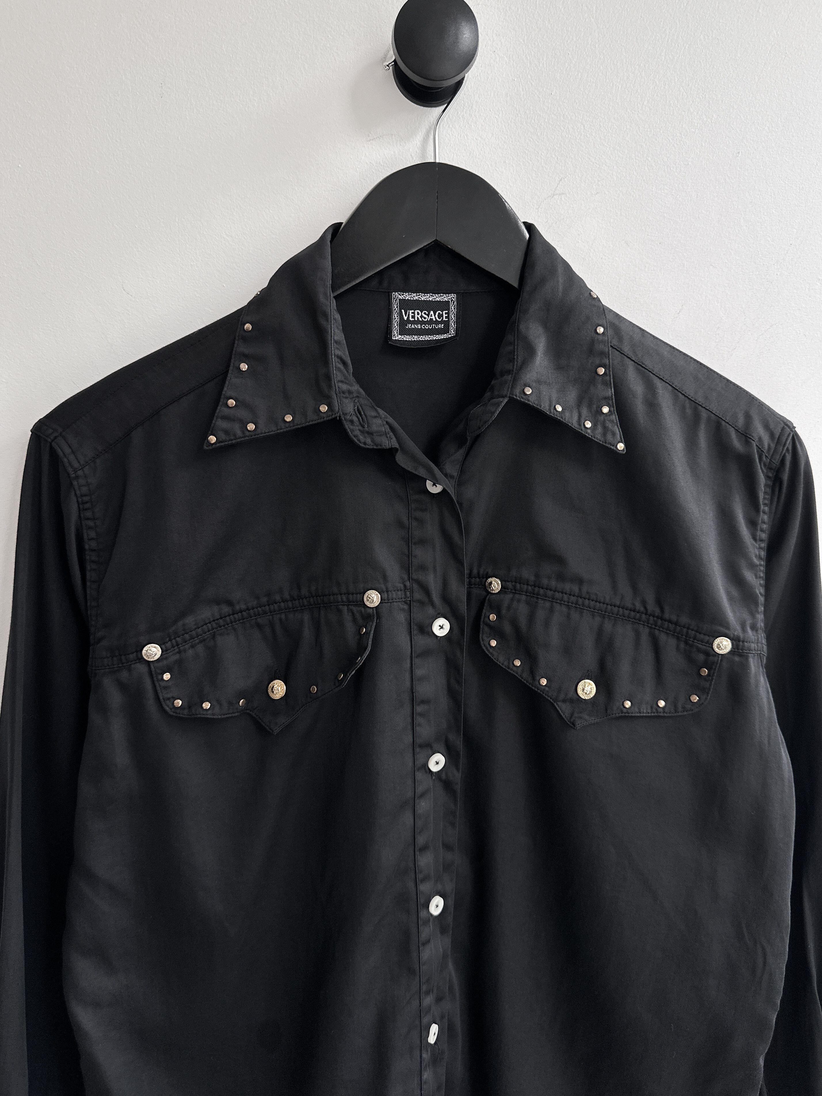 Versace Vintage Versace Jeans Couture Black Shirt Size S / US 4 / IT 40 - 2 Thumbnail