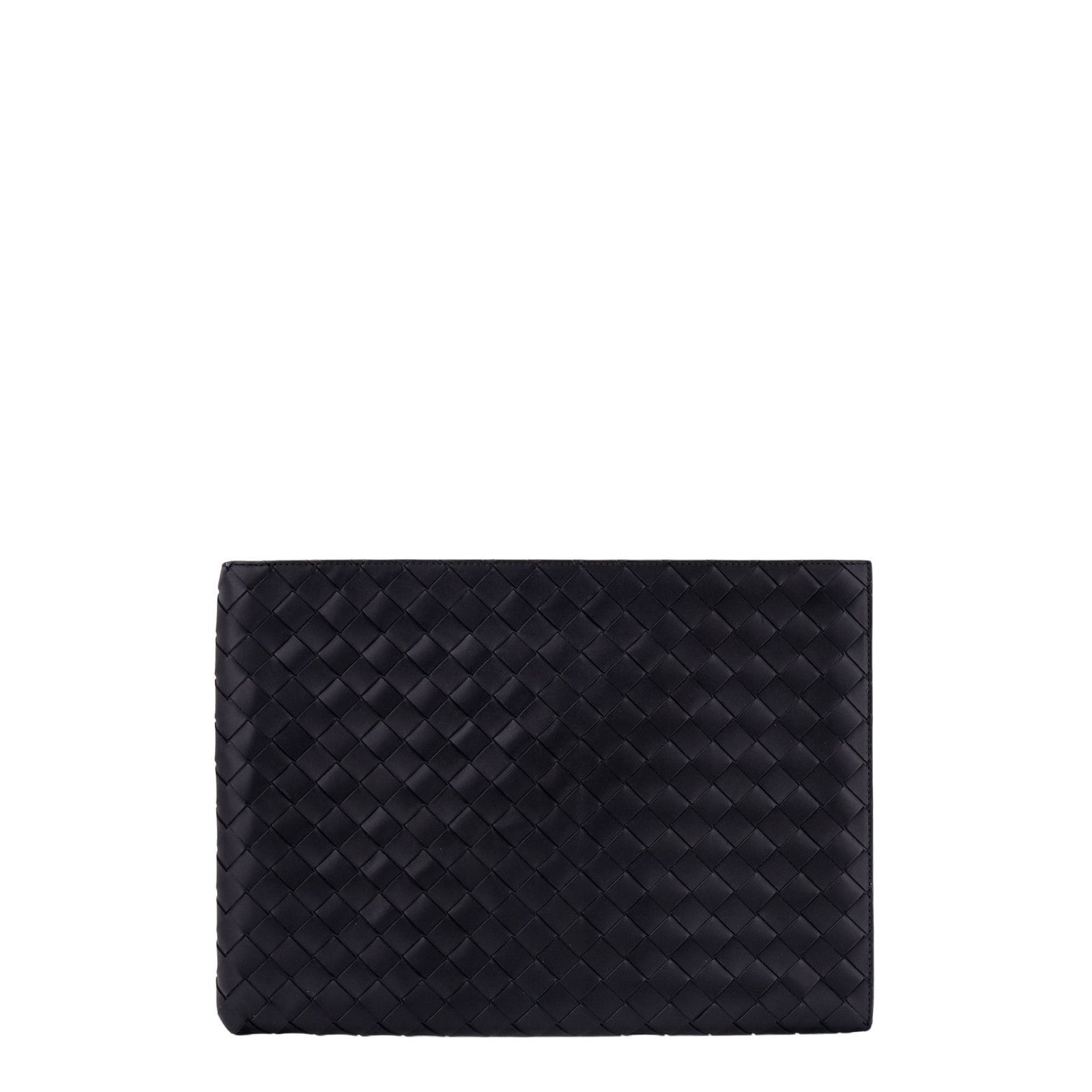 BOTTEGA VENETA $1850 Black Intrecciato Half Zipped Pouch New
