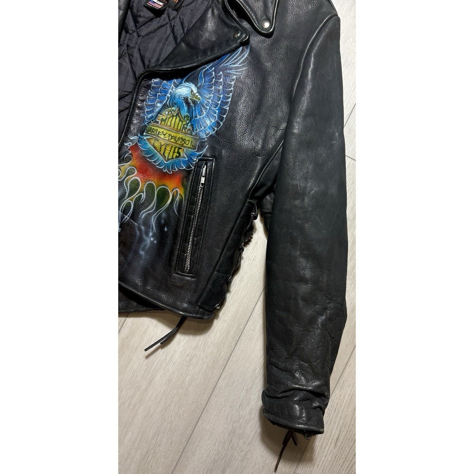 Leather VTG Leather Biker Jacket Airbrushed Harley Davidson Art L Size US L / EU 52-54 / 3 - 8 Thumbnail