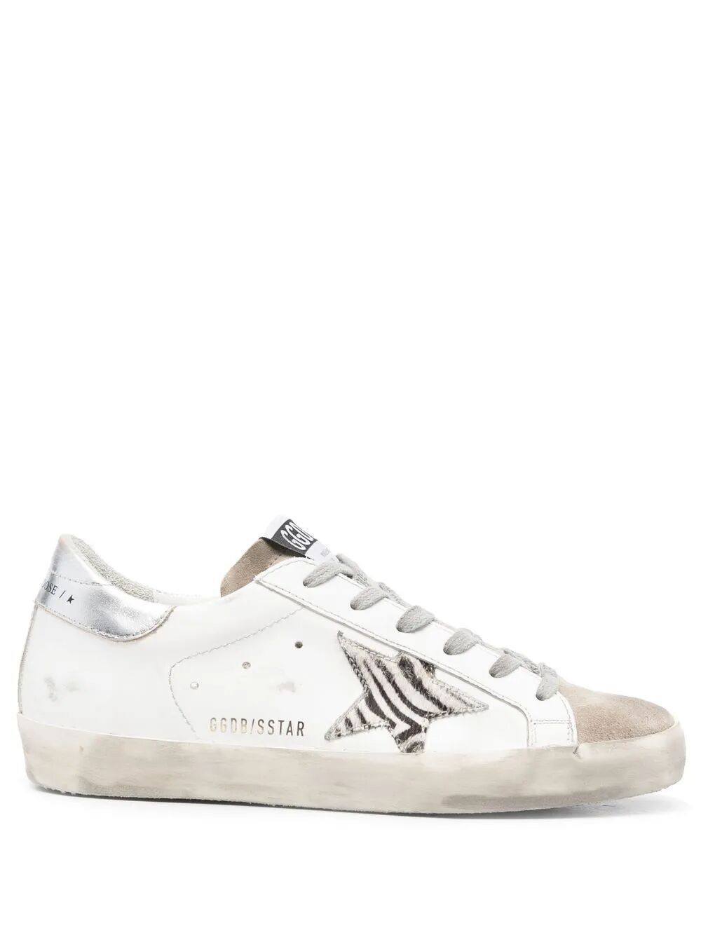 Golden Goose "super Star" Leather Upper Suede Toe Zebra Horsy Star Laminated Heel Shoes, Women's (Size 7)