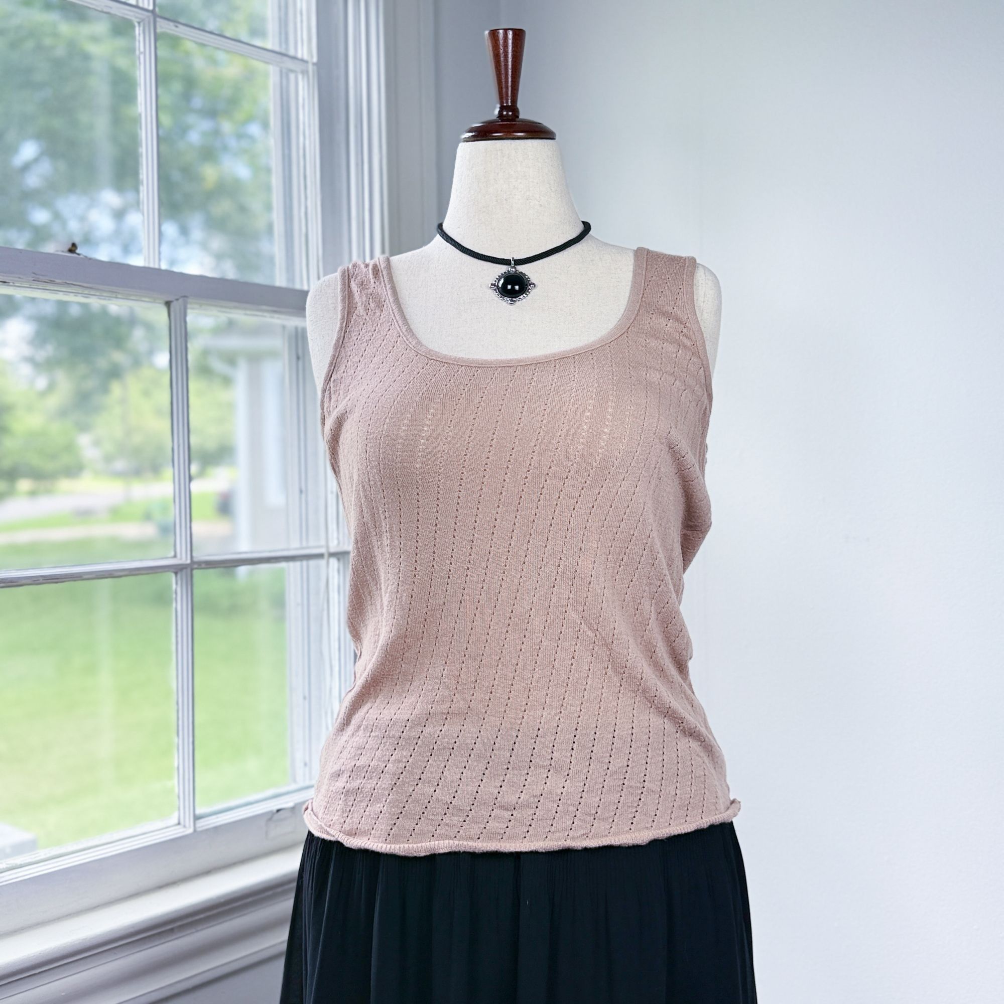 American Apparel American Apparel Nude Pink Pointelle Knit Tank Top Large Size L / US 10 / IT 46 - 1 Thumbnail