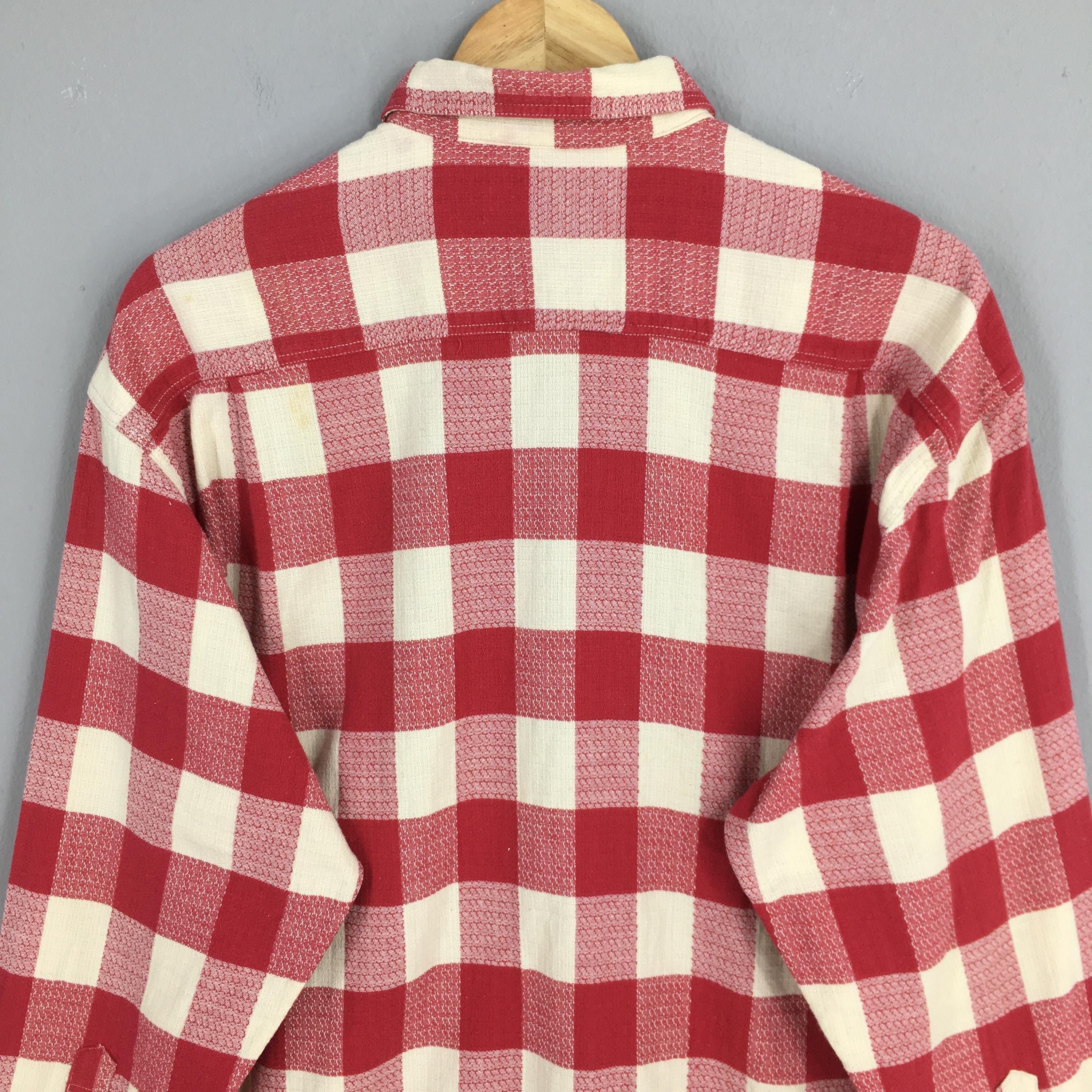 Flannel × Vintage Vintage 80s Tartan Checkered Red Western Shirt Large Size US L / EU 52-54 / 3 - 8 Thumbnail