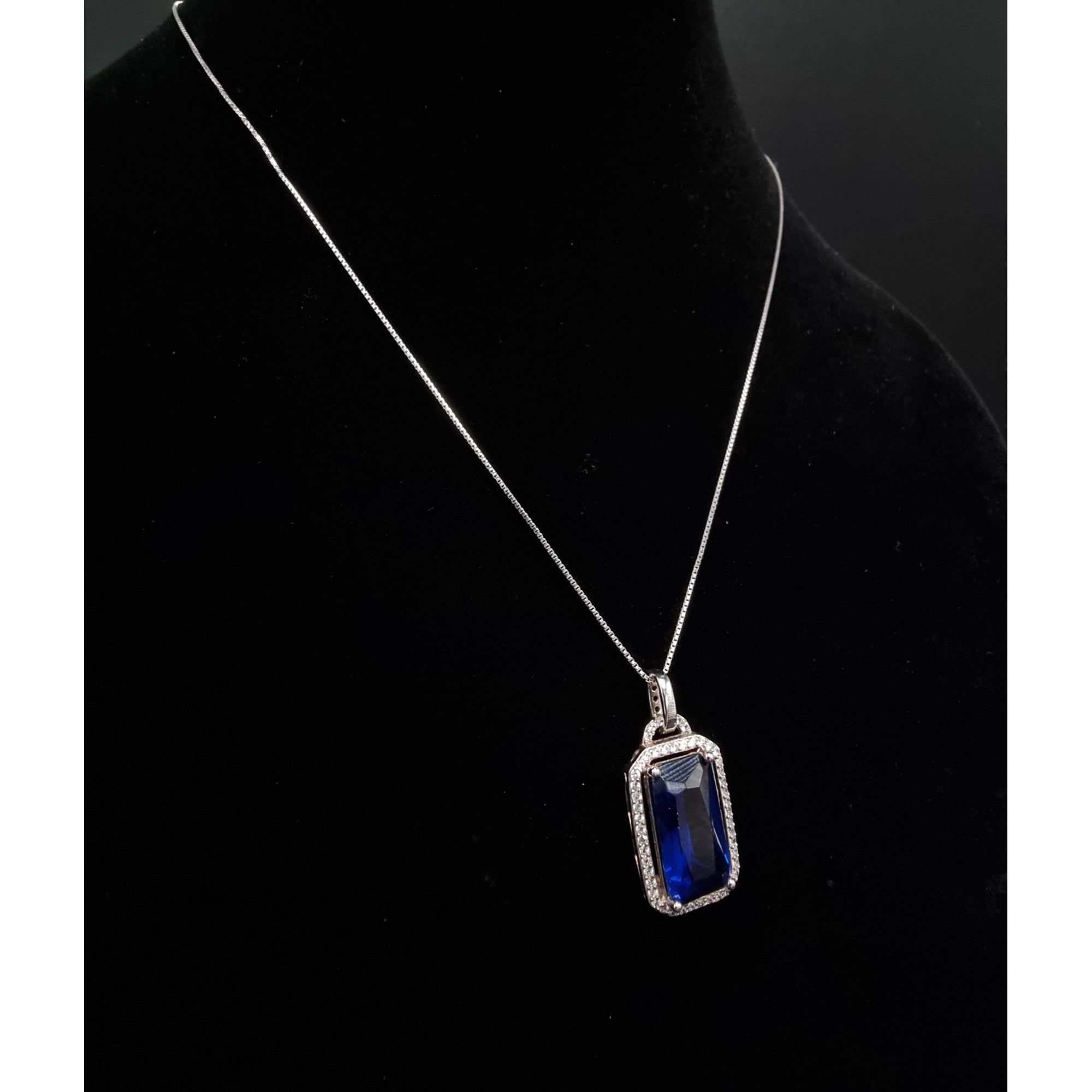 Vintage BBJ China 925 Sterling Silver Necklace With Lab-Created Blue Size ONE SIZE - 4 Thumbnail