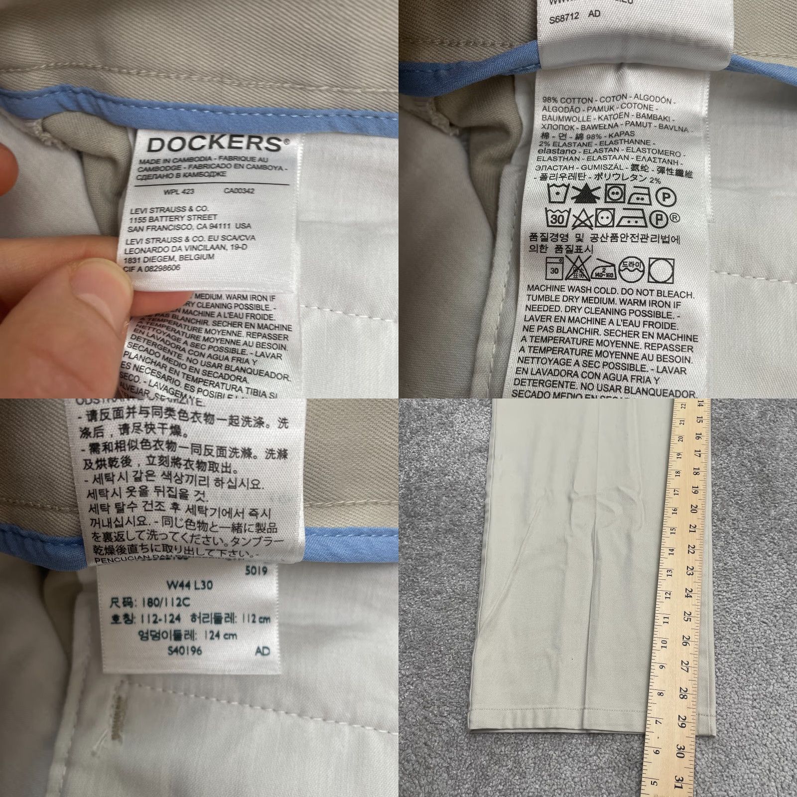 Dockers DOCKERS Pants Khakis Straight Leg Mens 44x30 Beige Classic Fit Size US 44 / EU 60 - 8 Thumbnail