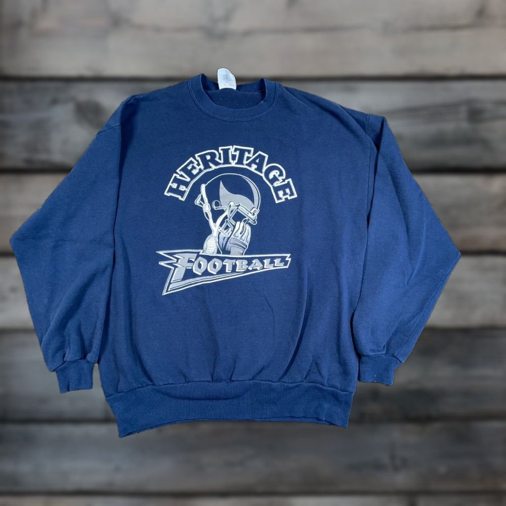 Jerzees VINTAGE Jerzees Michigan Heritage High School Football Sweatshirt Adult XL Blue Graphic Print Heavyweight 90s Mens Sweatshirt Size US XL / EU 56 / 4 - 1 Thumbnail