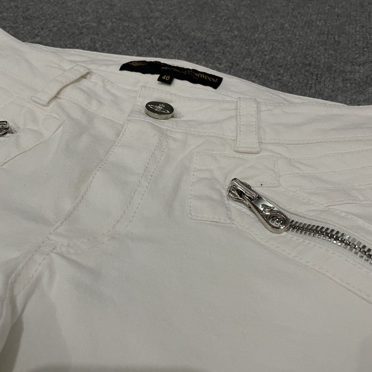 Vivienne Westwood Vivienne Westwood White Skinny Pants Orb Embroidery Size 27" / US 4 / IT 40 - 4 Thumbnail