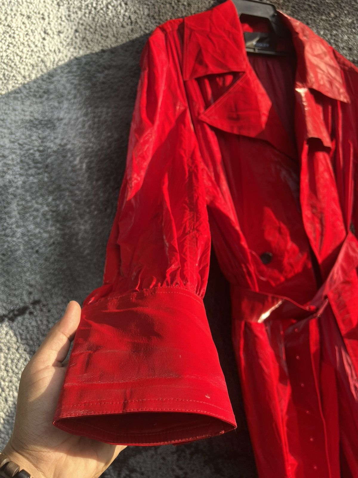 Mugler Belted Glossy Red Trench Coat Size XS / US 0-2 / IT 36-38 - 2 Thumbnail
