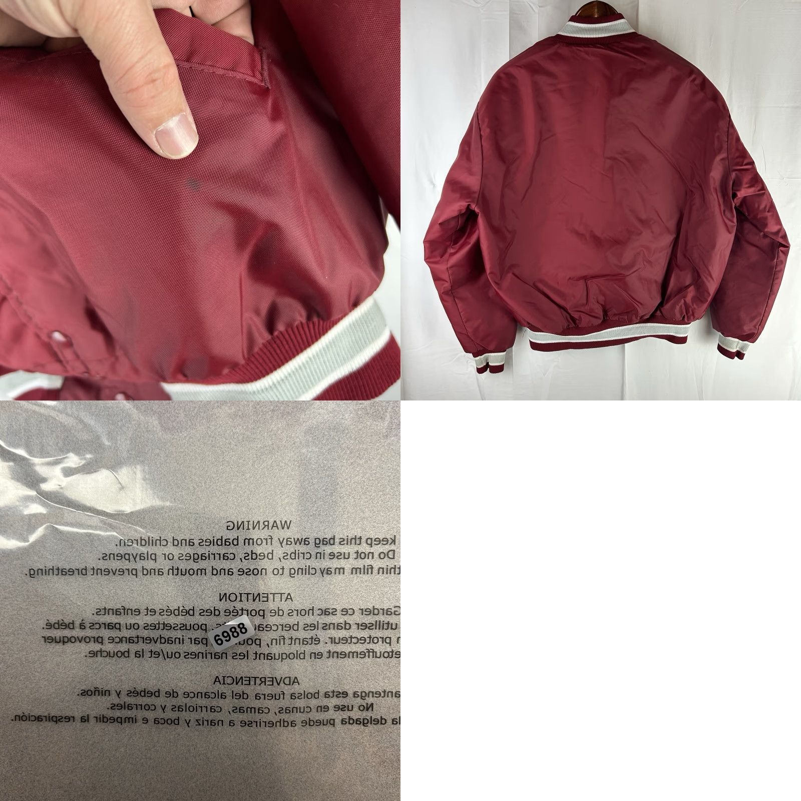 Vintage VINTAGE DeLong Athletic Jacket Oilers Red Made in USA Mens Large 80s 90s Snap Baseball Football Hockey Varsity Jacket Size US L / EU 52-54 / 3 - 9 Thumbnail