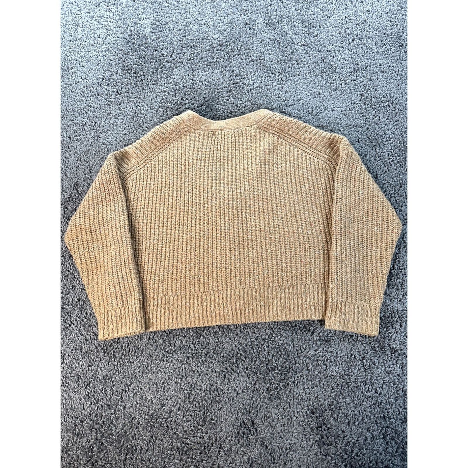 Madewell Madewell Cardigan Sweater Womens XL Beige Chunky Knit Wool Vneck Speckled Button Pockets Size XL / US 12-14 / IT 48-50 - 6 Thumbnail