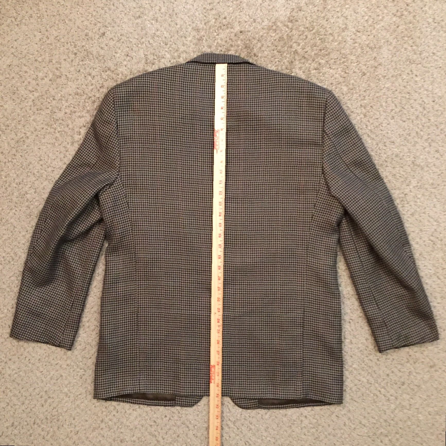 Vintage Stuart Hughes Blazer Mens 42R Brown Black Houndstooth Window Poly Wool Blend Jacket Coat Single-Breasted Three-Button Notch Lapel Mens 2 Piece Brown Size 42R - 7 Thumbnail