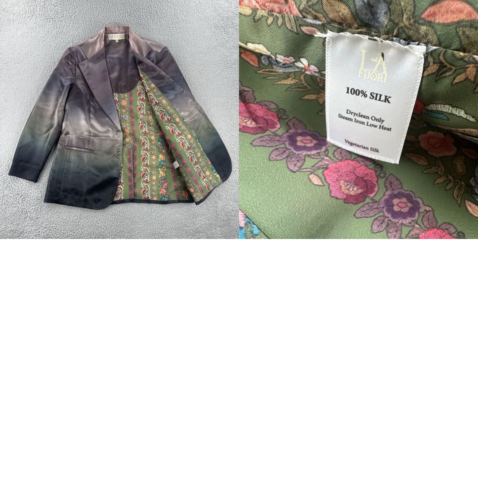 Vintage VINTAGE La Fuori Women’s Blazer Shirt Purple Ombré Silk NWT Small S XS Ladies Womens Size S / US 4 / IT 40 - 11 Thumbnail