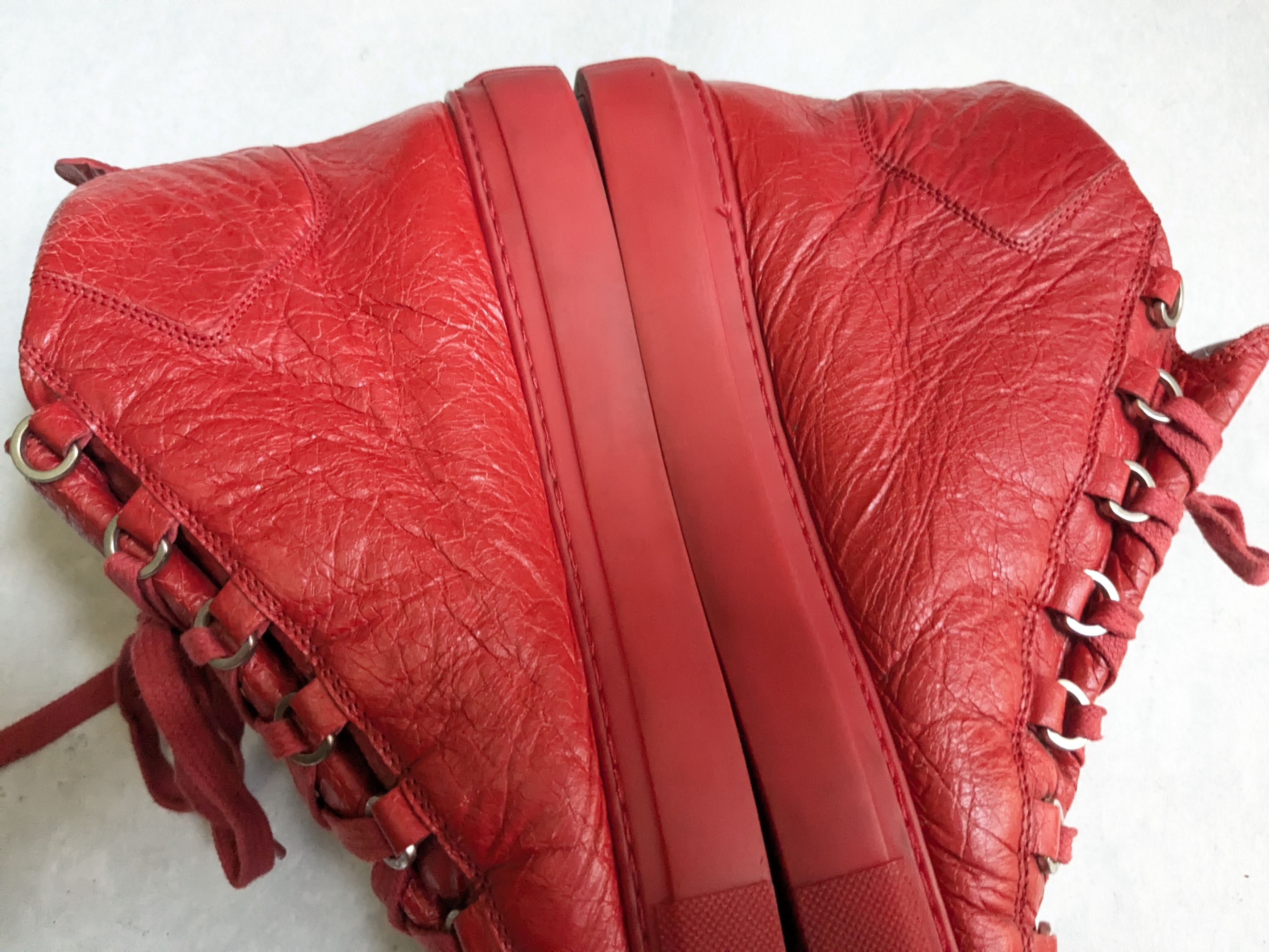 Balenciaga Balenciaga Arena Sneakers Red 12 High Top Leather Size US 12 / EU 45 - 9 Thumbnail