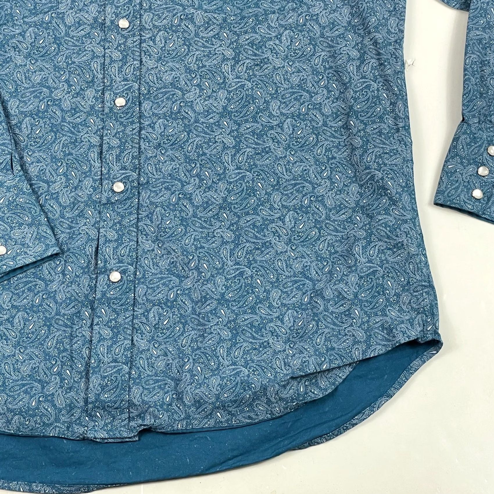 Vintage Ely Cattleman Shirt Mens Large Blue Pearl Snap Paisley Long Sleeve - Cotton Size US L / EU 52-54 / 3 - 4 Thumbnail