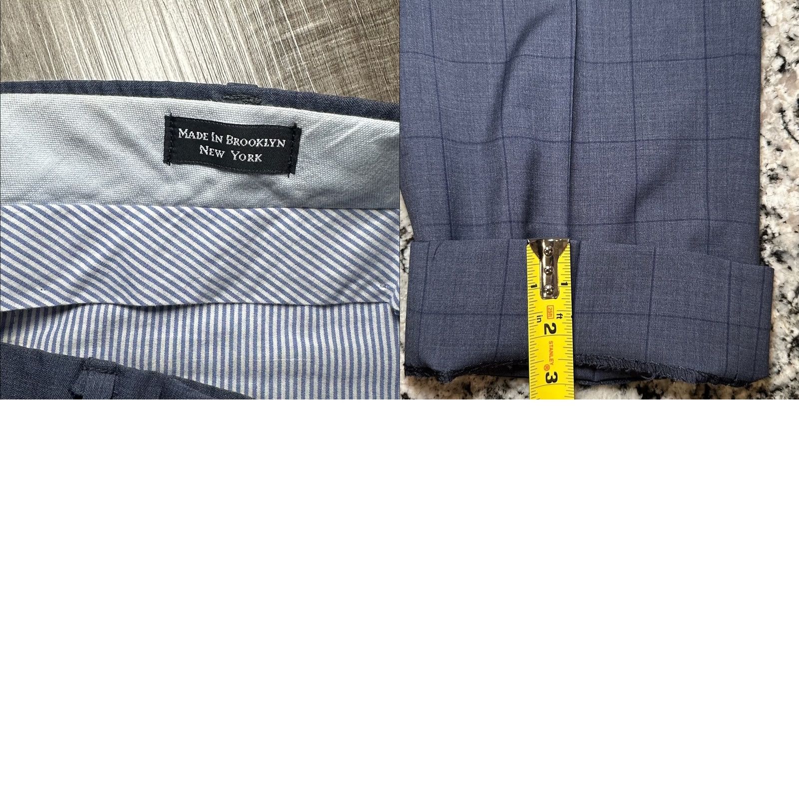 Vintage Hertling Windowpane Navy Dress Pants - 36 Regular Wool 100% Inseam 30 Men Size US 36 / EU 52 - 8 Thumbnail