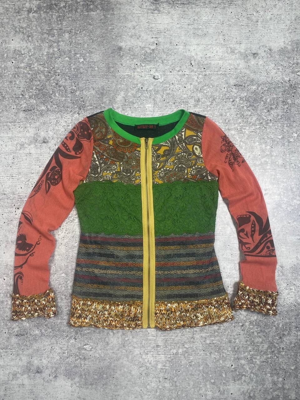 Vintage Jean Paul Gaultier Style Mesh Knitted Top Zip Y2K