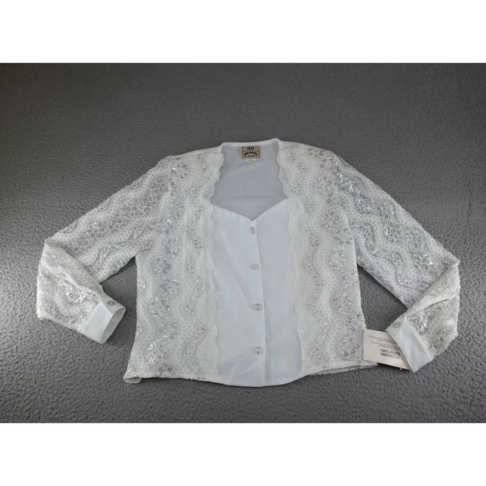 DANCER VINTAGE 1849 Authentic Ranchwear White Lace Sequin Western Jacket Womens Small XS? No, size S; White Lace Sequin Western Jacket Womens Small 90s USA Size S / US 4 / IT 40 - 2 Thumbnail