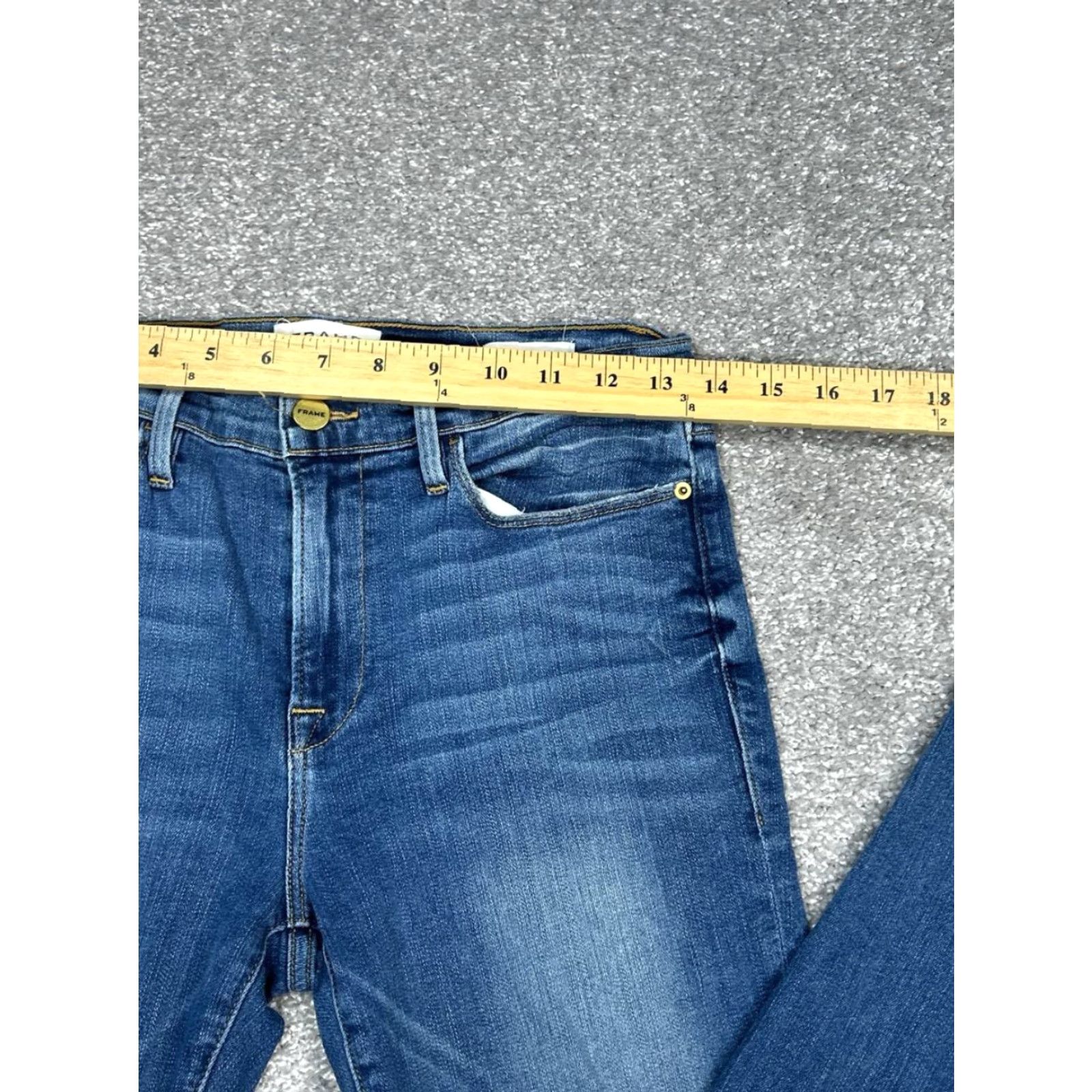 Frame Frame Le High Skinny Cropped Jeans Womens 27 Blue Denim Cotton Distressed 27x26 Size 27" / US 4 / IT 40 - 4 Thumbnail