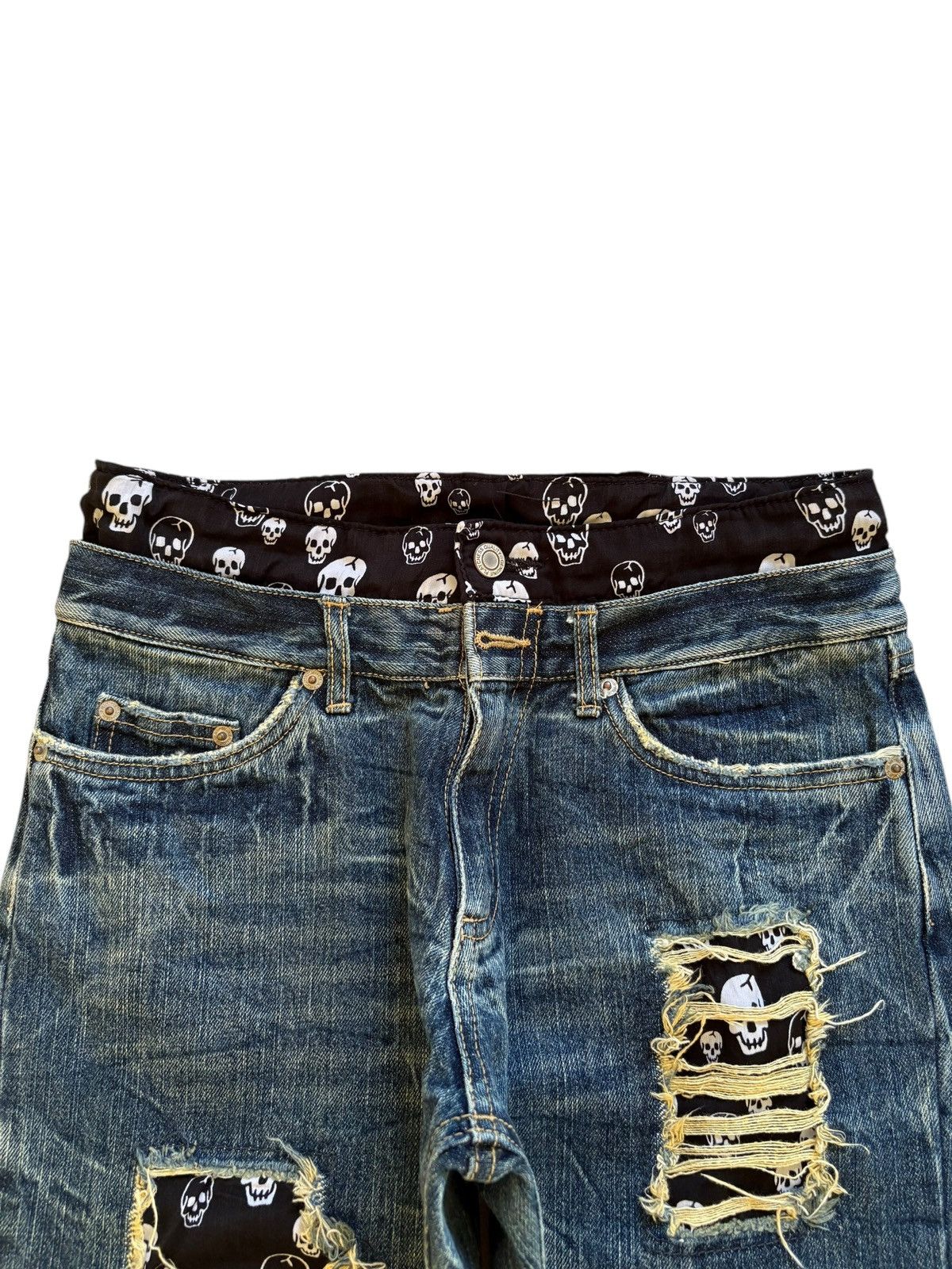 Japanese Brand × Seditionaries Vintage Japanese Brand Patches Skull Ripped Jeans Size US 30 / EU 46 - 4 Thumbnail