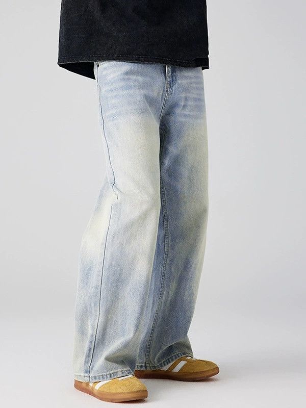Japanese Brand × Jean American street men's straight distressed light blue jeans Size US 32 / EU 48 - 2 Thumbnail