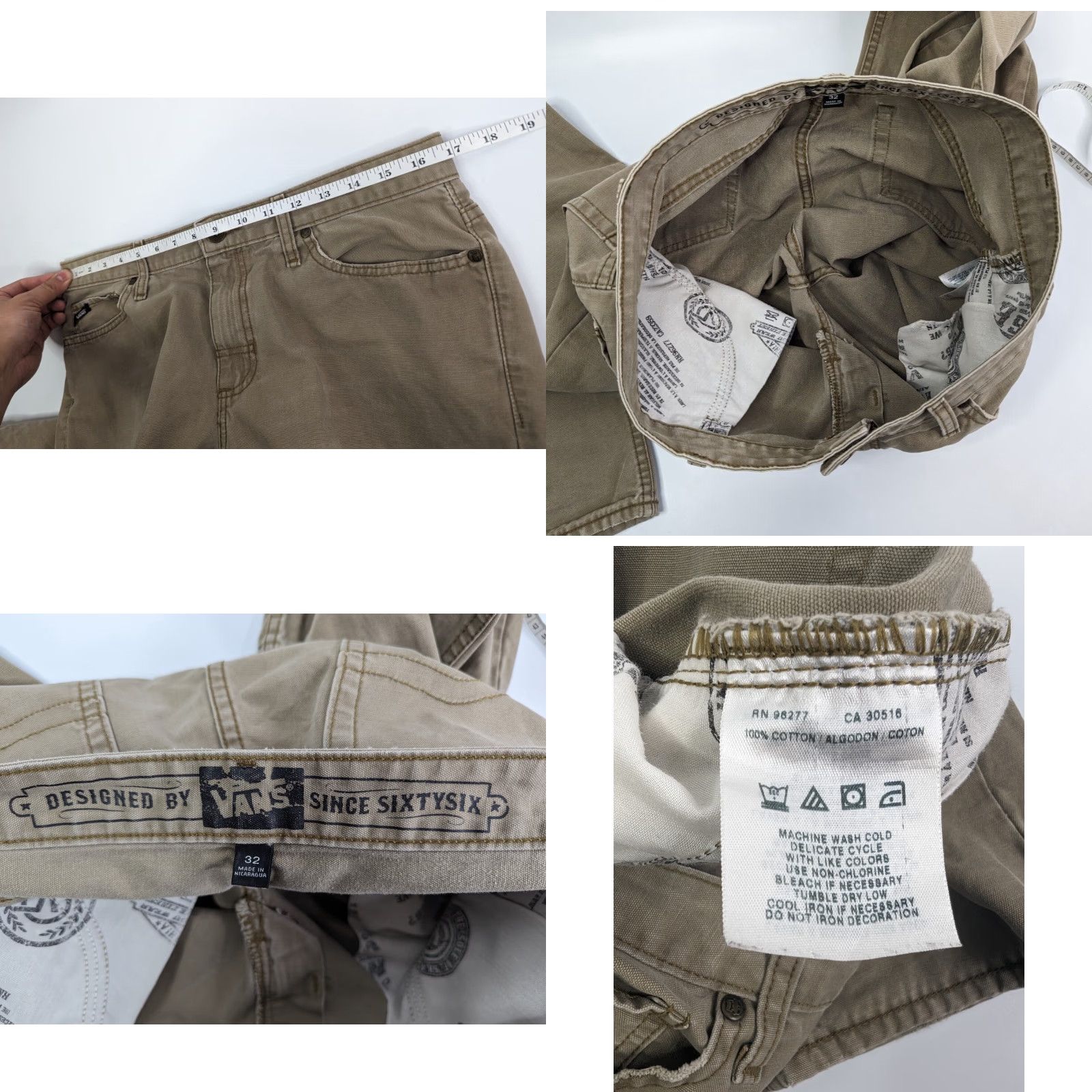 Vans VANS Pants Men 32 Khaki Beige Canvas Chino Heavyweight Straight Leg 2000s Casual Travel Workwear Size US 33 - 8 Thumbnail