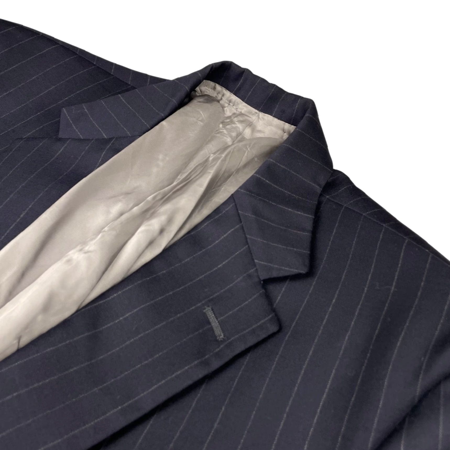 Hart Schaffner Marx Hart Schaffner Marx Blazer Men's 100% Wool Navy Blue Stripe 42L Two-Button Front USA Long Notch Lapel Regular Vintage: No Size 42R - 2 Thumbnail