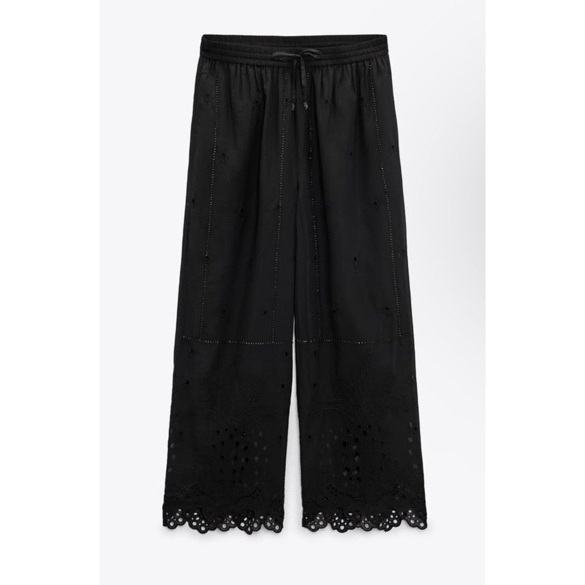 Zara Zara Black Openwork Embroidered Pants With Beaded Detail Size 27" / US 4 / IT 40 - 1 Thumbnail
