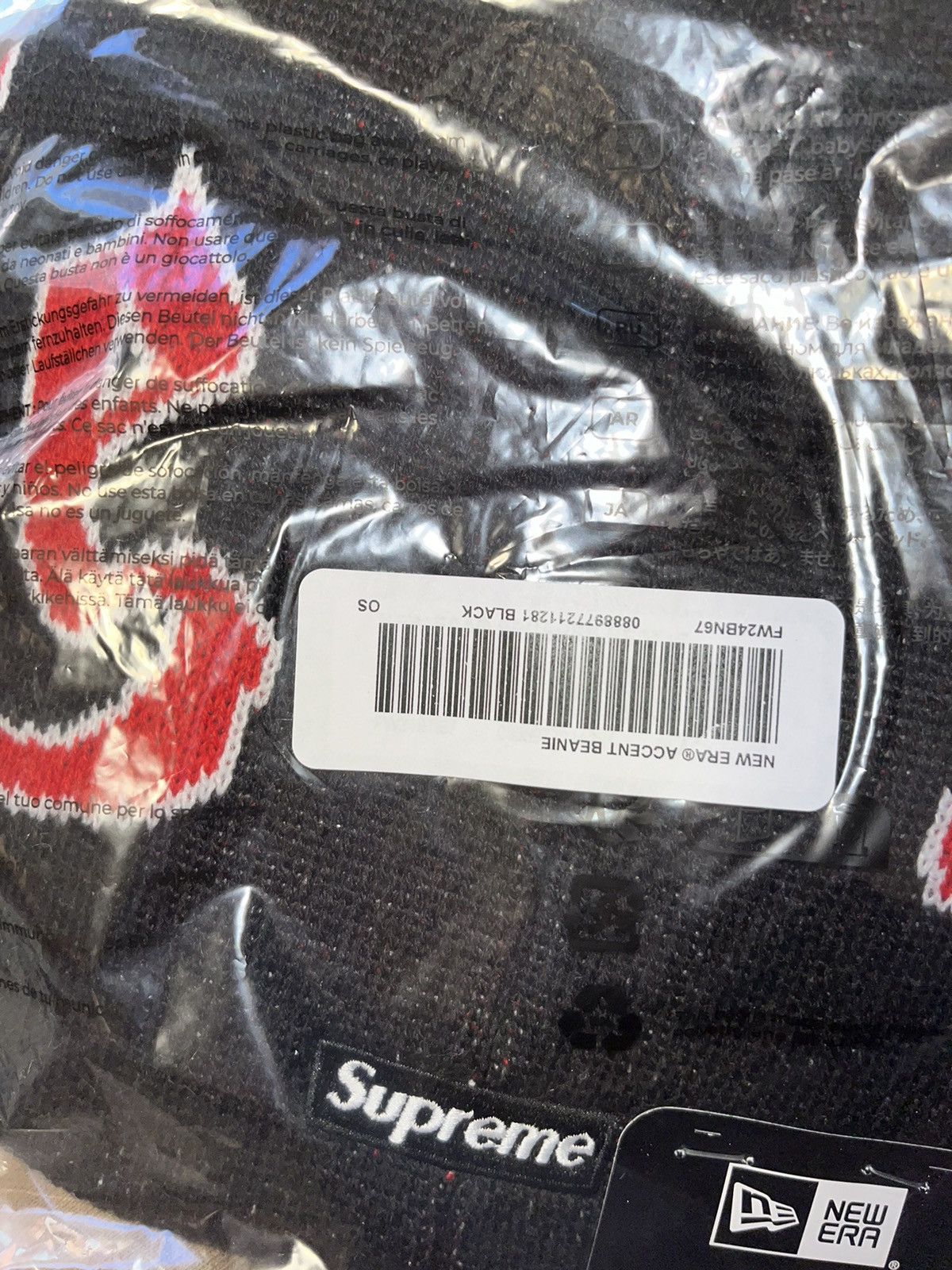 New Era × Supreme Supreme new ever accent beanie black FW 24 Size ONE SIZE - 3 Thumbnail
