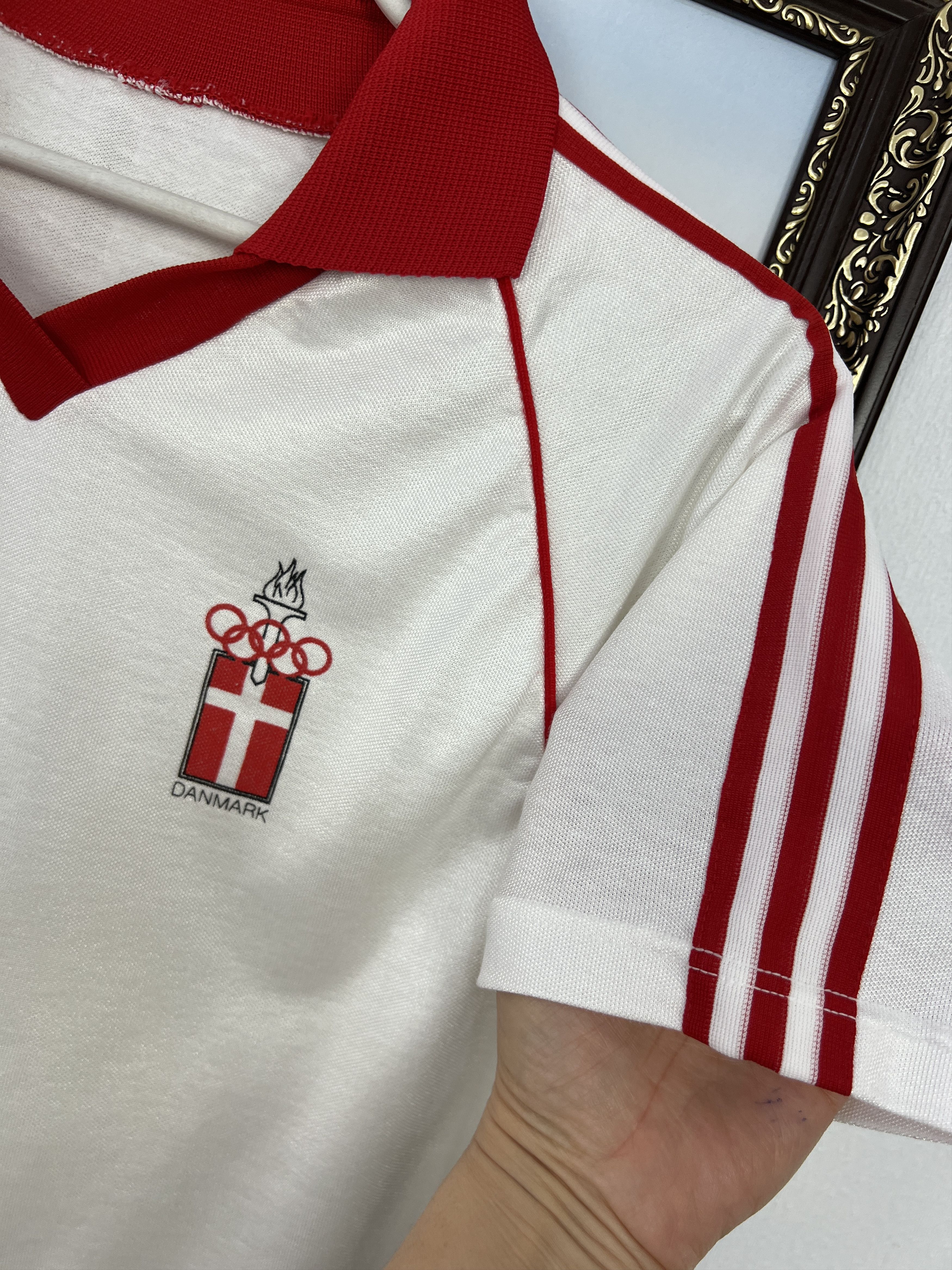 Adidas Vintage 80's Denmark Olympics Shirt Jersey Rare Trikot Size US L / EU 52-54 / 3 - 4 Thumbnail