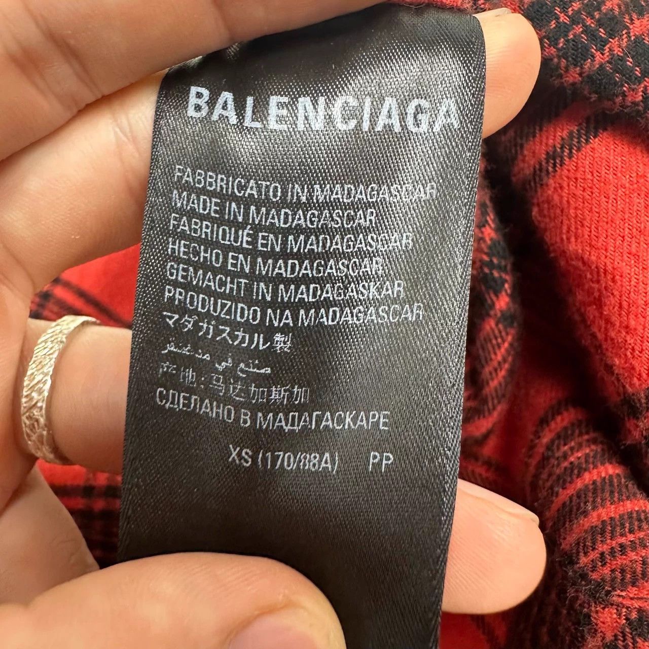 Balenciaga Balenciaga 23SS Red Flannel Check Double Overshirt XS Size US XS / EU 42 / 0 - 7 Thumbnail