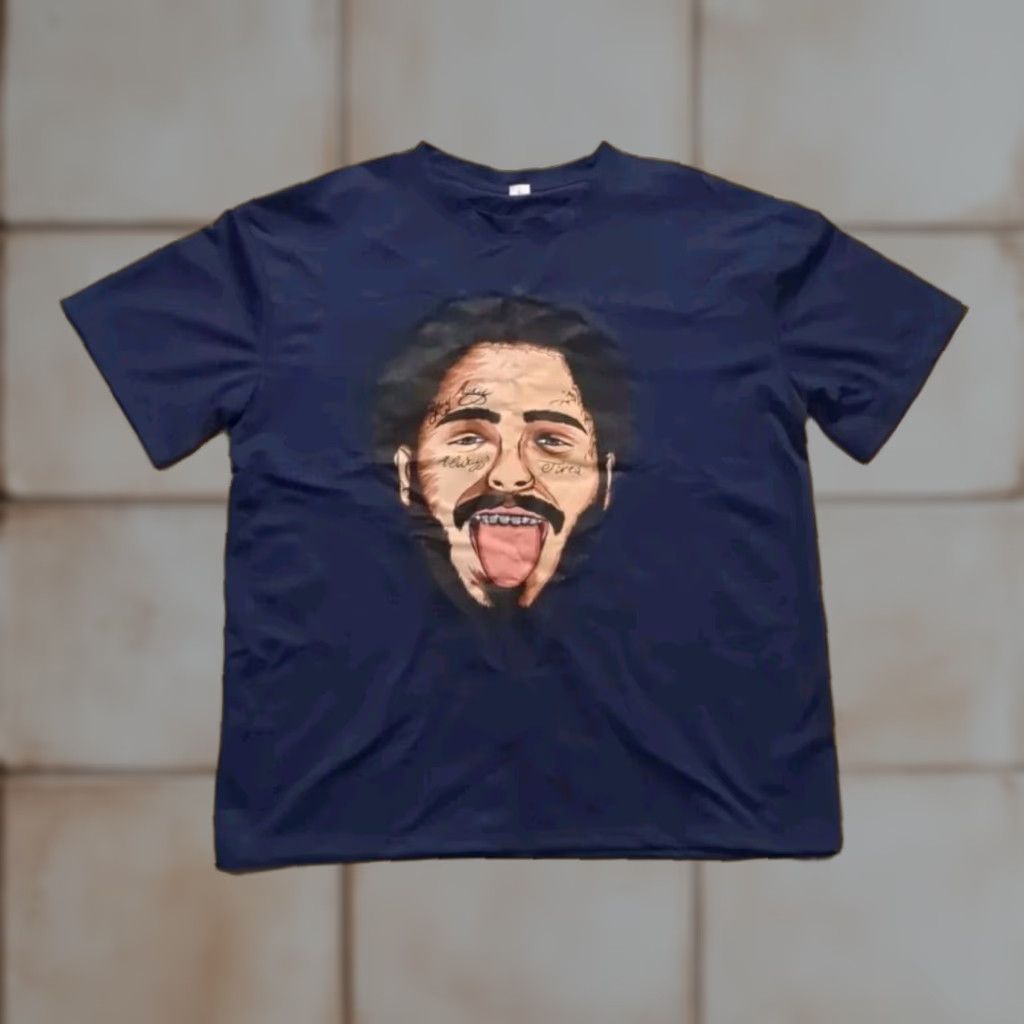 Vintage Post Malone Face Tee Shirt Navy Blue L Face Tattoo Stay Away Mens T-Shirt Crew Neck Short Sleeve Music 2020-2029 Size US L / EU 52-54 / 3 - 1 Thumbnail