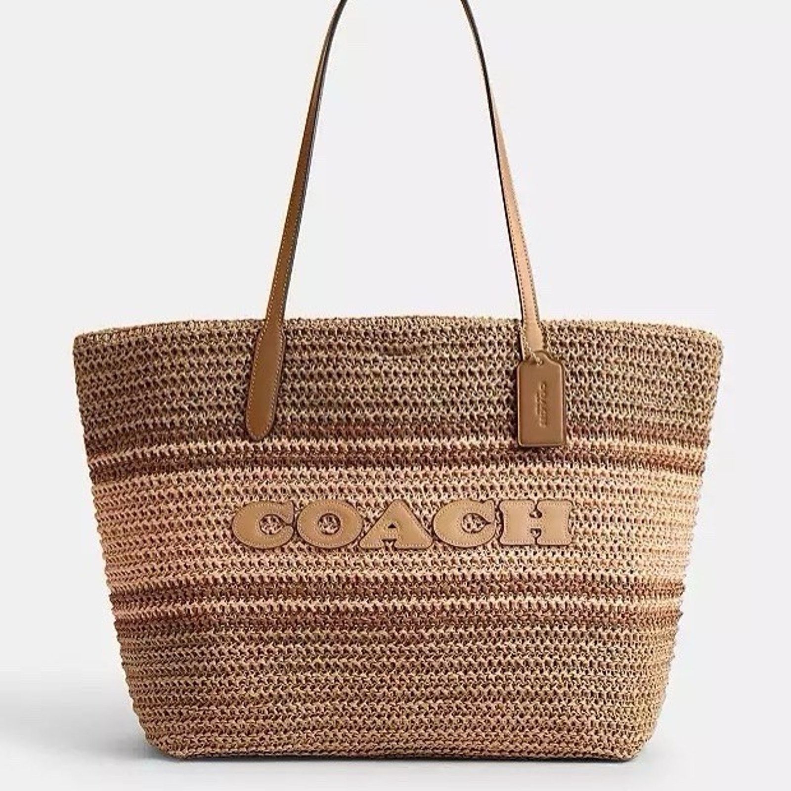 Coach NWT COACH Straw leather City Tote Bag CBG87 Im/Honey Brown Size ONE SIZE - 6 Thumbnail