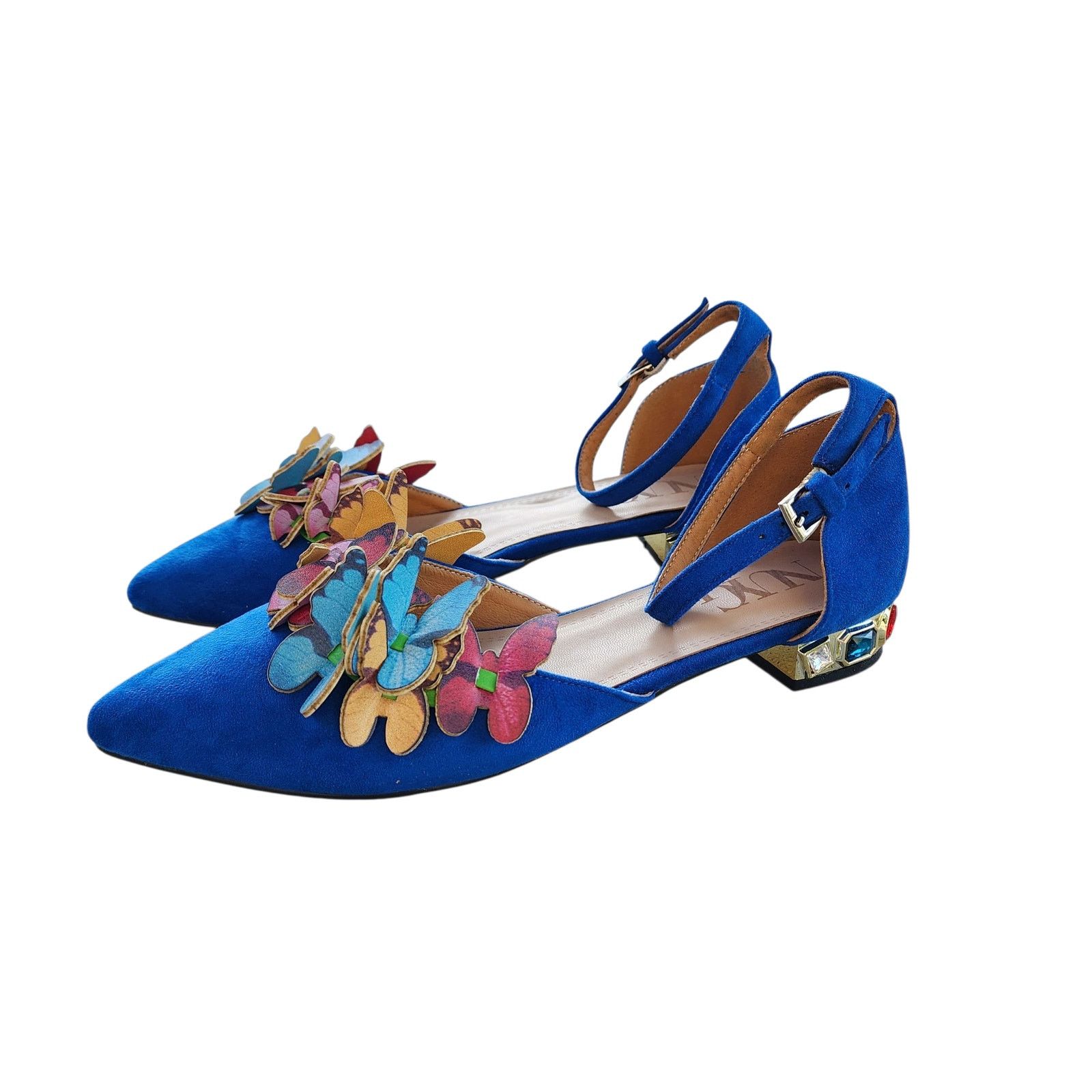 Designer NUYG 3D Butterfly Appliqué Faux Suede Gem Embellished Flats Size US 9 / IT 39 - 1 Thumbnail