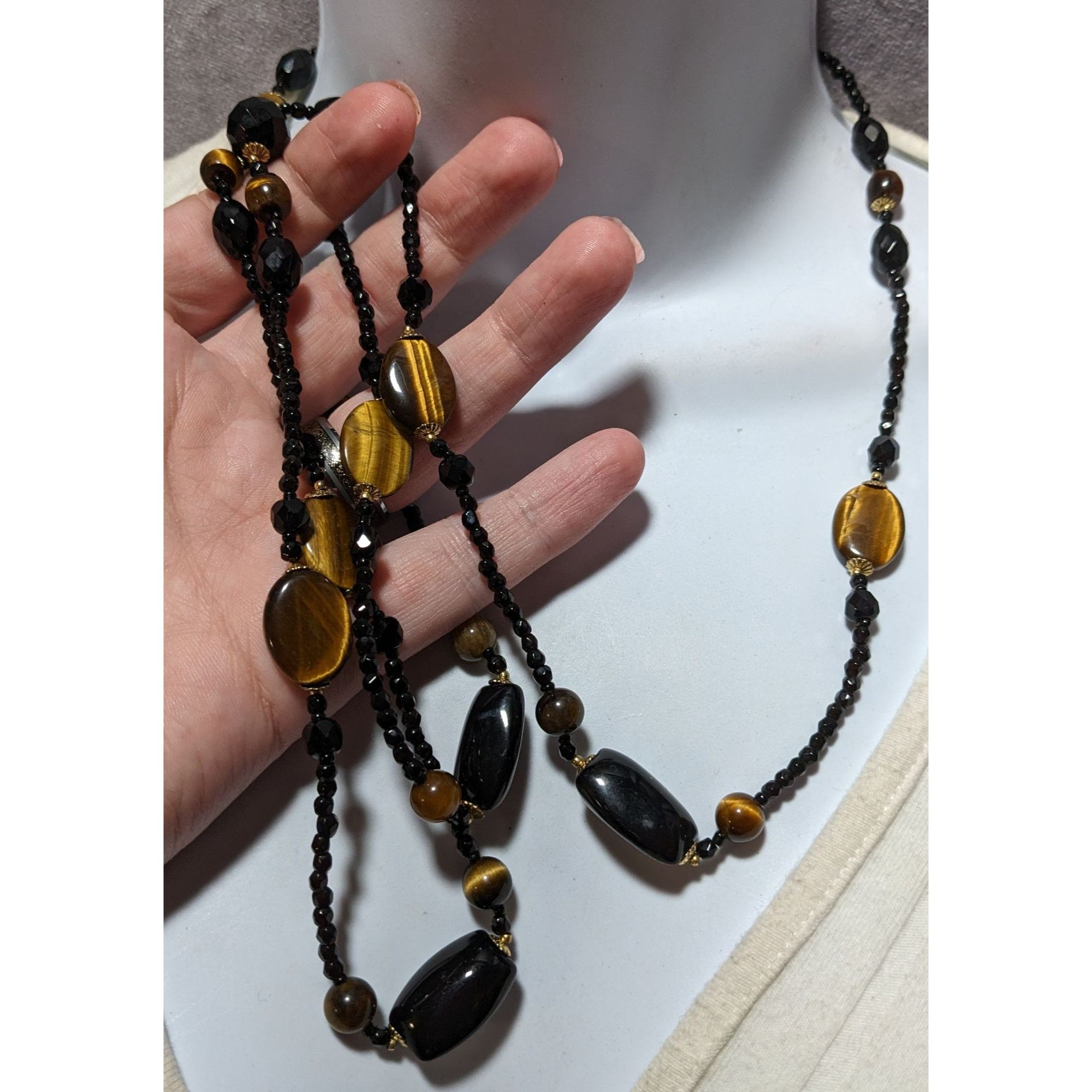 Other Vintage Elegant Tigereye Glass Beaded Necklace Size ONE SIZE - 8 Thumbnail