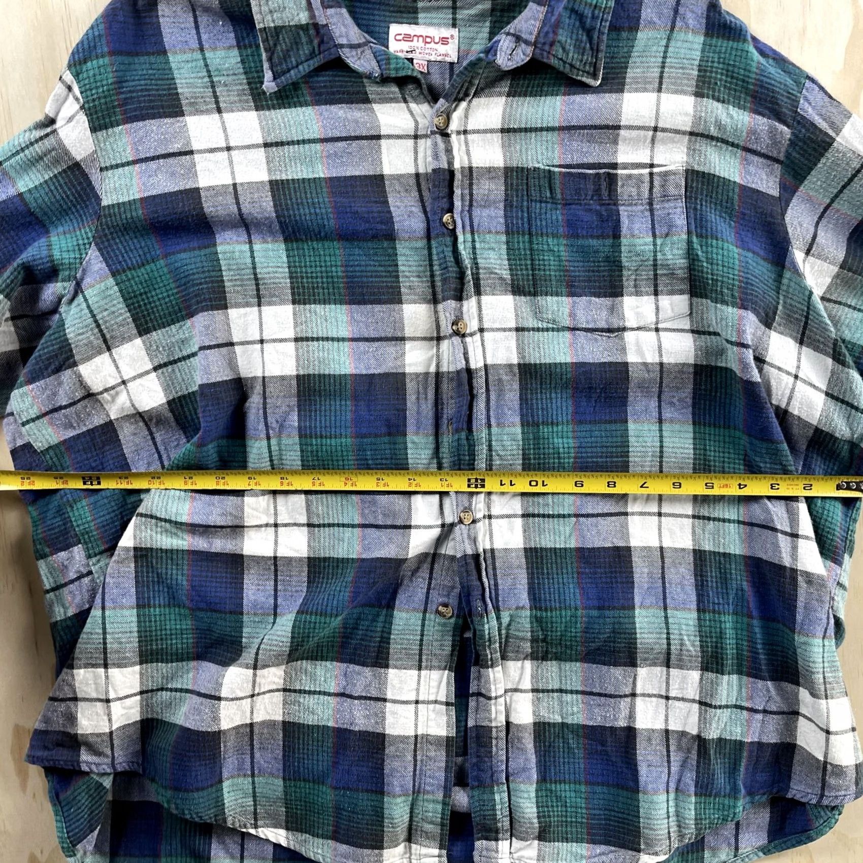 Vintage Vintage Campus Flannel Shirt Mens 3XL Blue Plaid Long Sleeve Button Up Workwear Size US XXL / EU 58 / 5 - 4 Thumbnail