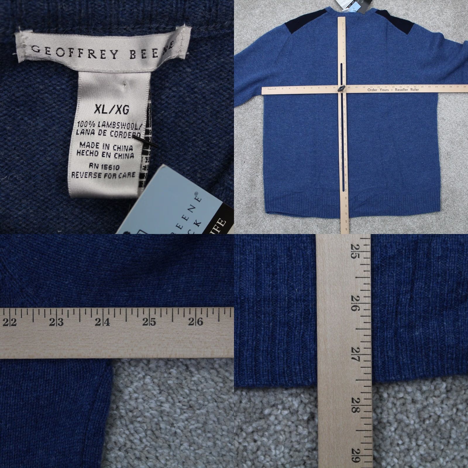 Geoffrey Beene Geoffrey Beene Sweater Mens XL Blue Geometric Lambswool V-Neck Pullover NWT Regular Knit Long Sleeve Geometric Pattern Wool Size US XL / EU 56 / 4 - 8 Thumbnail