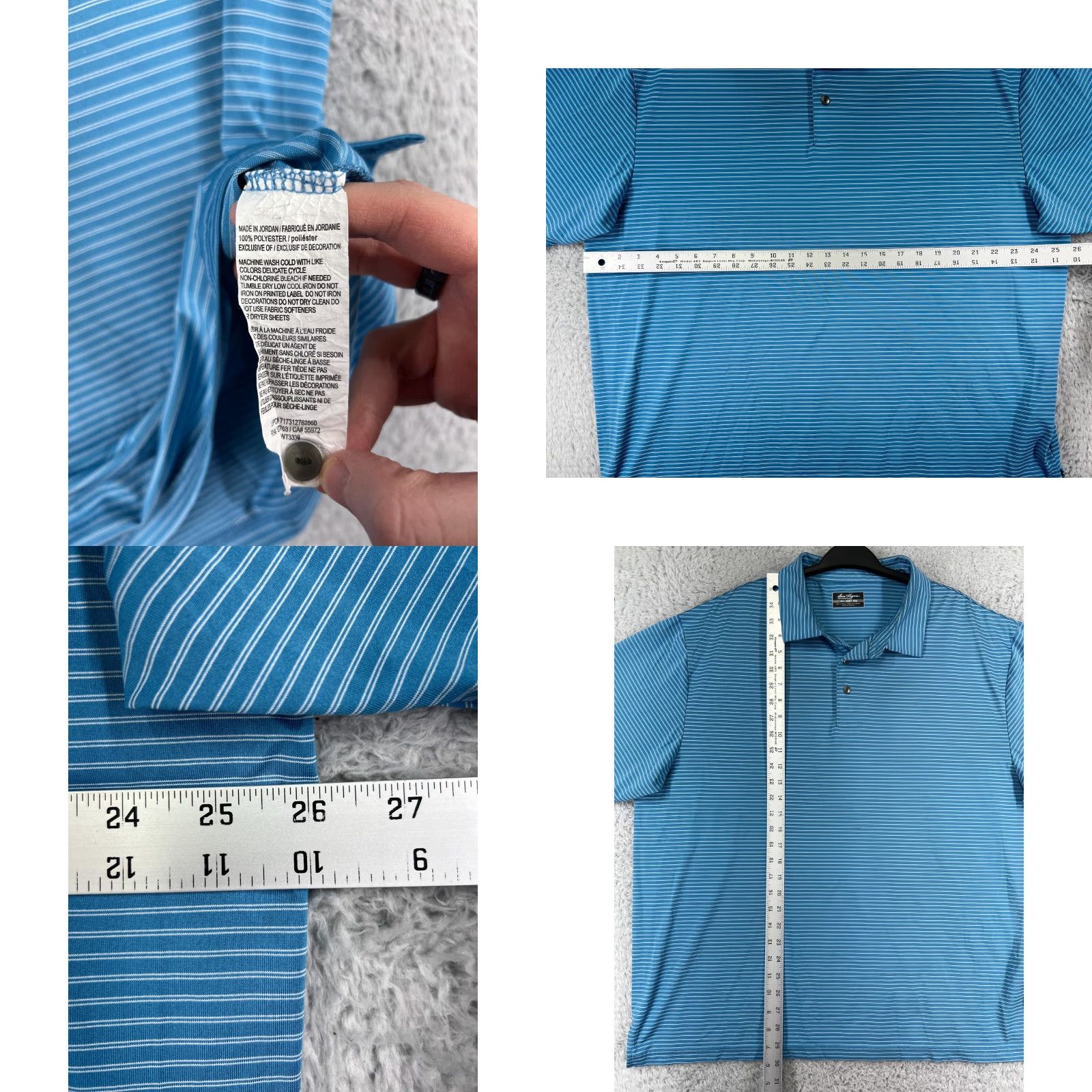 Hogan Ben Hogan Polo Shirt Adult 2XL Blue Stripe Pattern Polyester Golf Polo Shirt Men Large Striped blue 2XL Ben Hogan Mens Polo Size US XXL / EU 58 / 5 - 8 Thumbnail