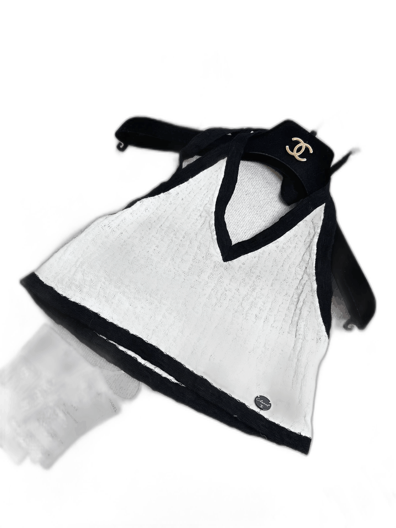 Chanel Chanel 22C White Black Halter Crop Top Size M / US 6-8 / IT 42-44 - 1 Thumbnail