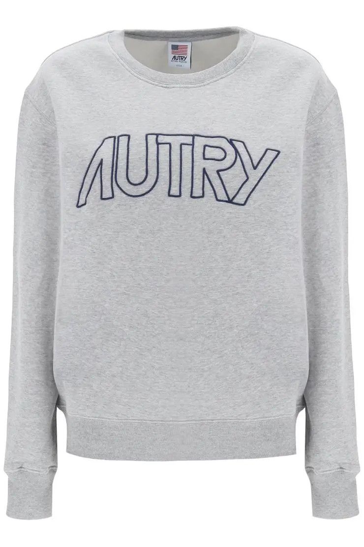 image of Autry O1S22I1N0324 Crew-Neck Sweatshirt In Grey, Women's (Size Large)