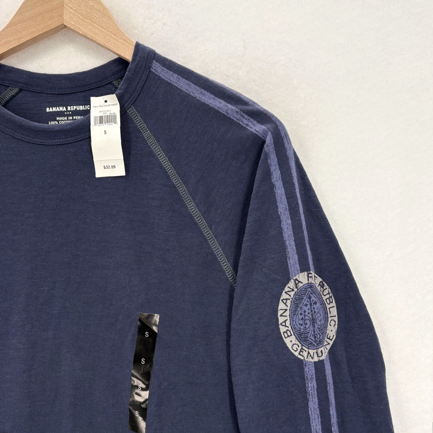 Banana Republic Banana Republic Shirt Mens Small Blue Long Sleeve Logo Stripe Crewneck Preppy Size US S / EU 44-46 / 1 - 2 Thumbnail