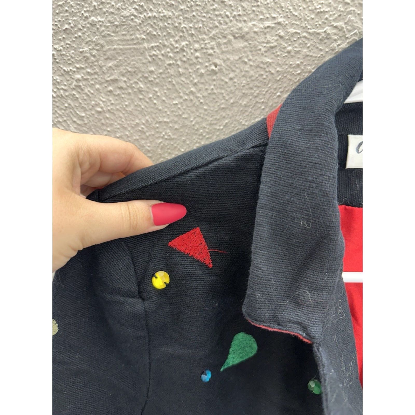 Vintage VINTAGE Anage Blazer Jacket Women XS Black Embroidered Abstract Curls 80s 90s City Classic Size XS / US 0-2 / IT 36-38 - 4 Thumbnail