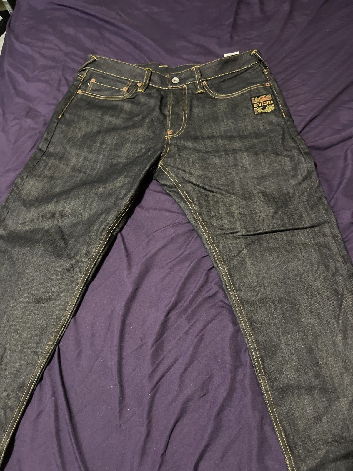 Other Evisu Grateful Crane Daicock Print Taper Jeans Size US 33 - 13 Thumbnail