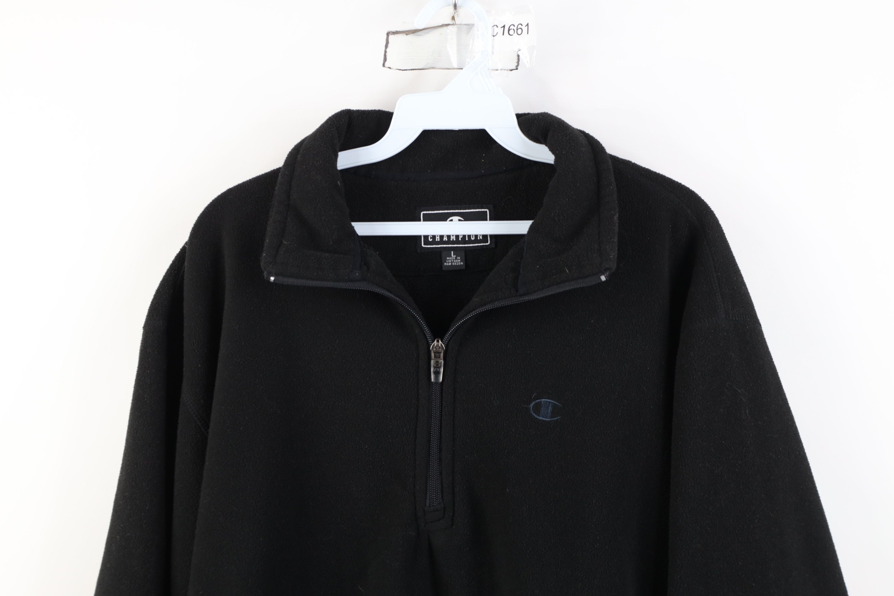 Champion Vintage 90s Champion Half Zip Fleece Pullover Sweater Black Size US L / EU 52-54 / 3 - 2 Thumbnail
