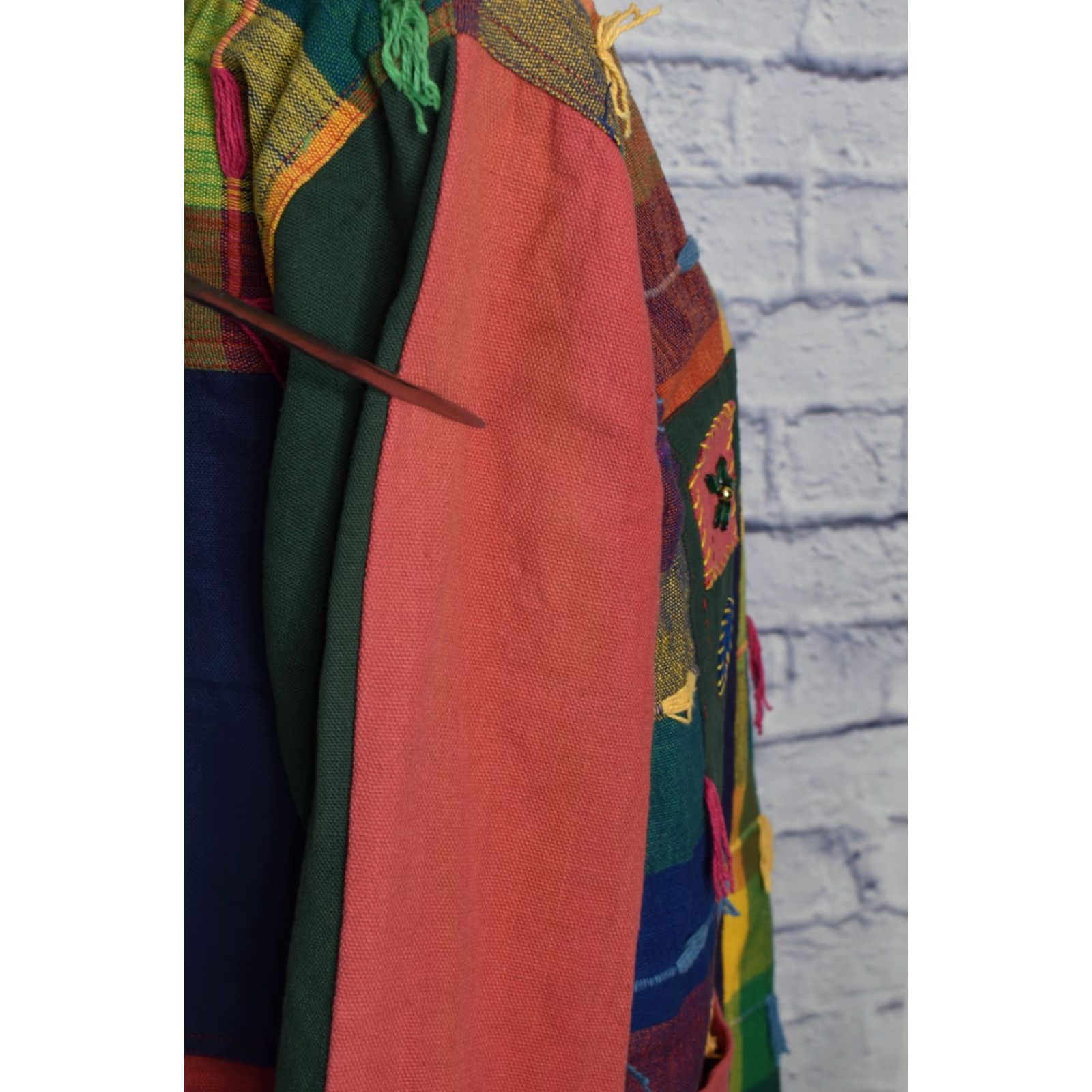 Vintage Open Front Jacket Boho Wearable Art Patchwork Beaded Coloful Medium Size M / US 6-8 / IT 42-44 - 6 Thumbnail