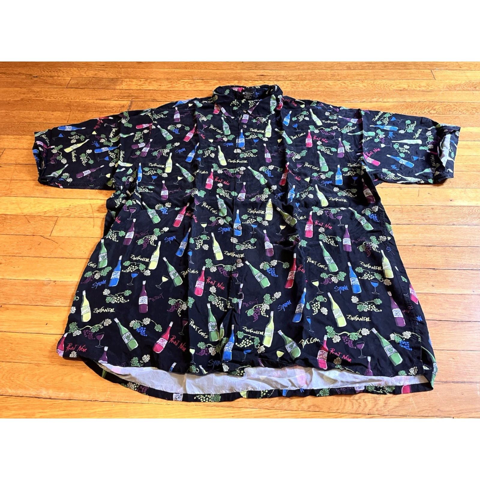 Vintage VINTAGE Riscatto Wine All Over Print Shirt Men’s 2XLT Tall Black Rayon Size US XXL / EU 58 / 5 - 2 Thumbnail