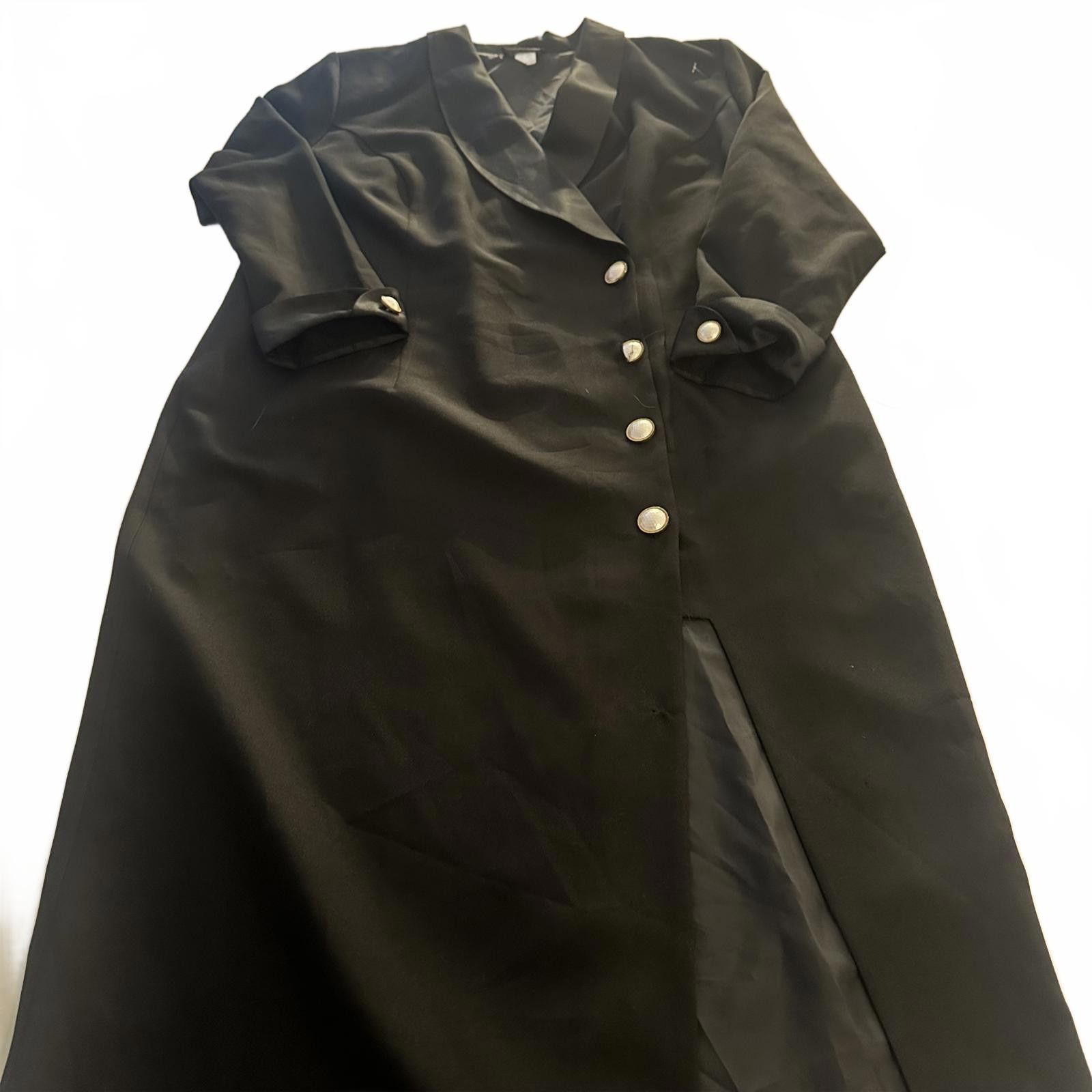 Designer Vintage John Philips Black Long Coat/Dress with slit Size XXL / US 16-18 / IT 52-54 - 1 Thumbnail