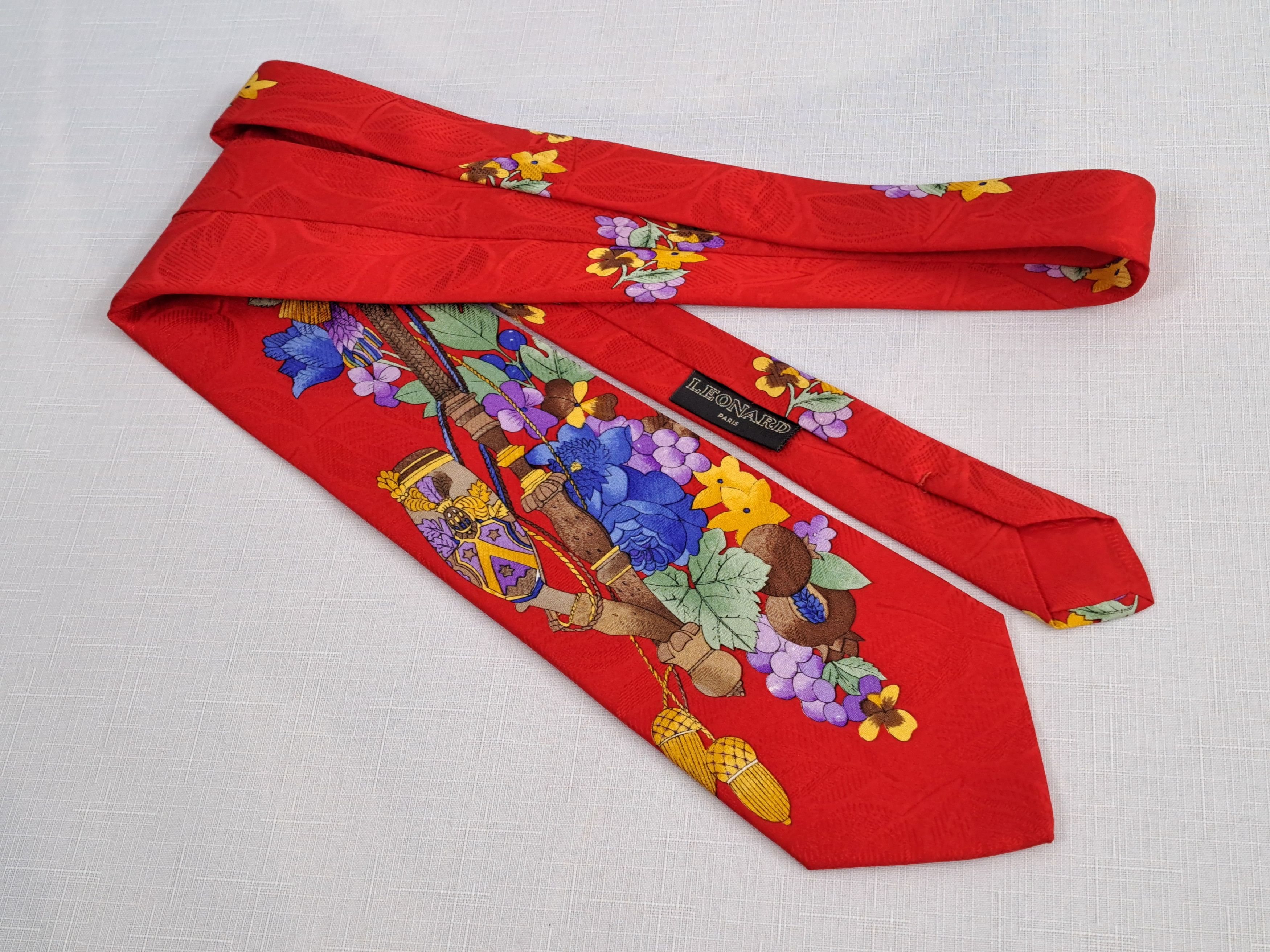 Leonard Paris × Vintage LEONARD Paris jacquard silk tie. Made in Italy. Size ONE SIZE - 2 Thumbnail