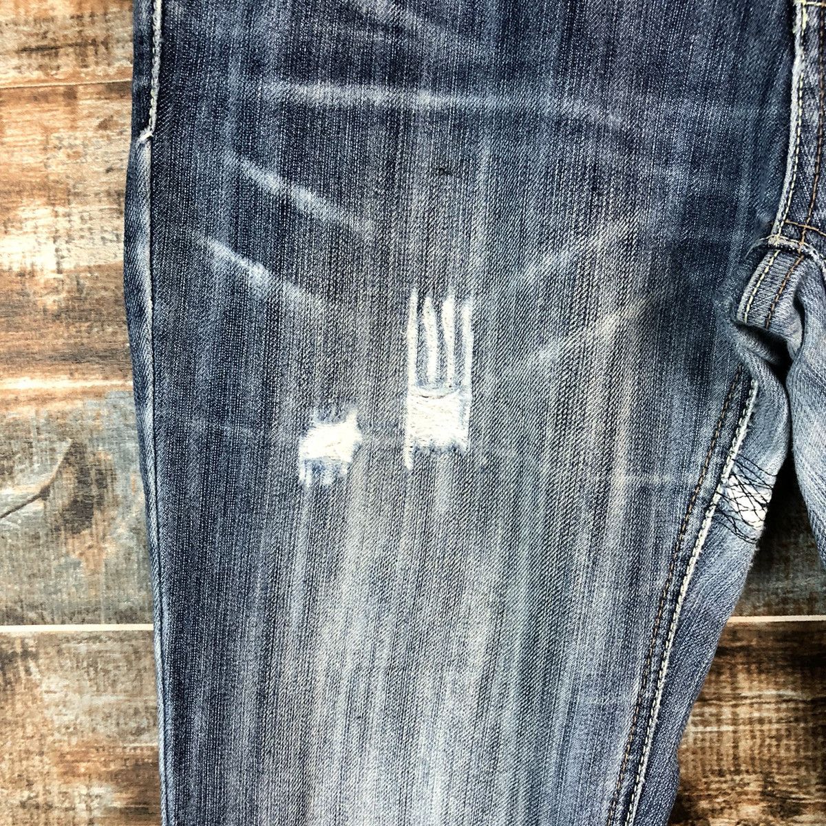 Japanese Brand Lady Blue Jeans blue Distressed Denim Pants #A2442 Size 29" - 9 Thumbnail